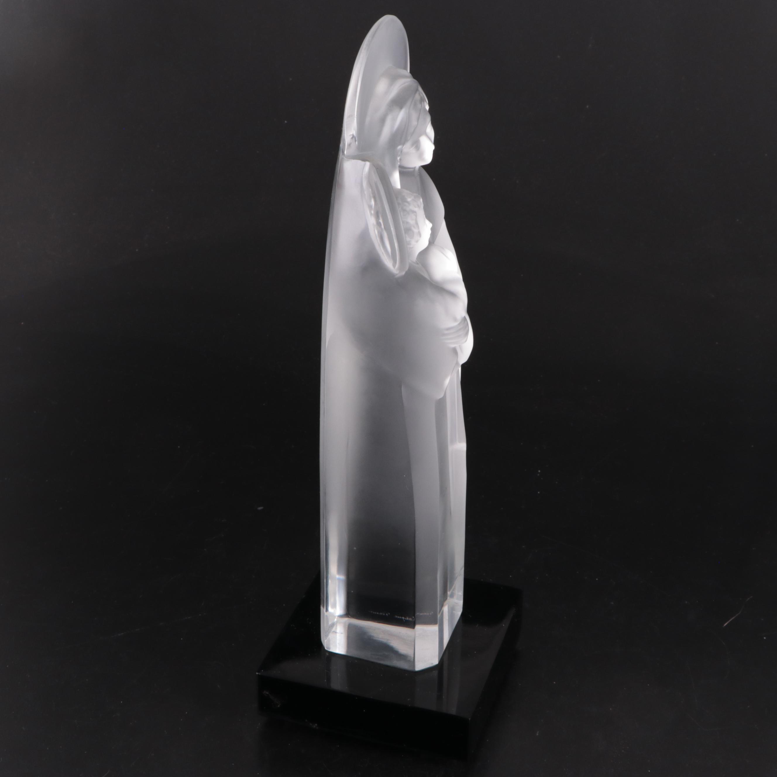 Lalique "Madonna and Child" Frosted Crystal Figure, Mid to Late 20th Century