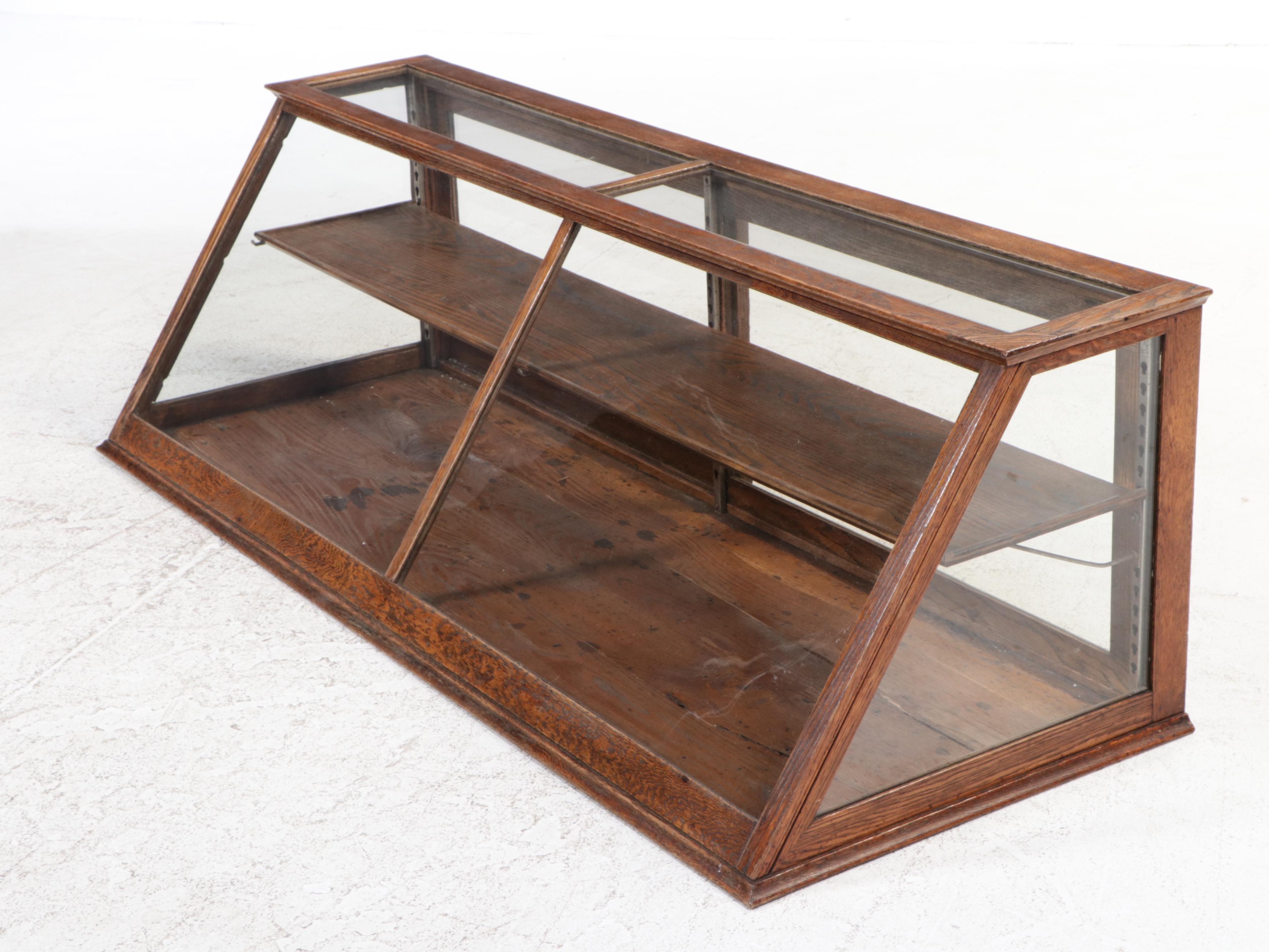 Oak and Glass Counter Top Display Cabinet, Early 20th Century
