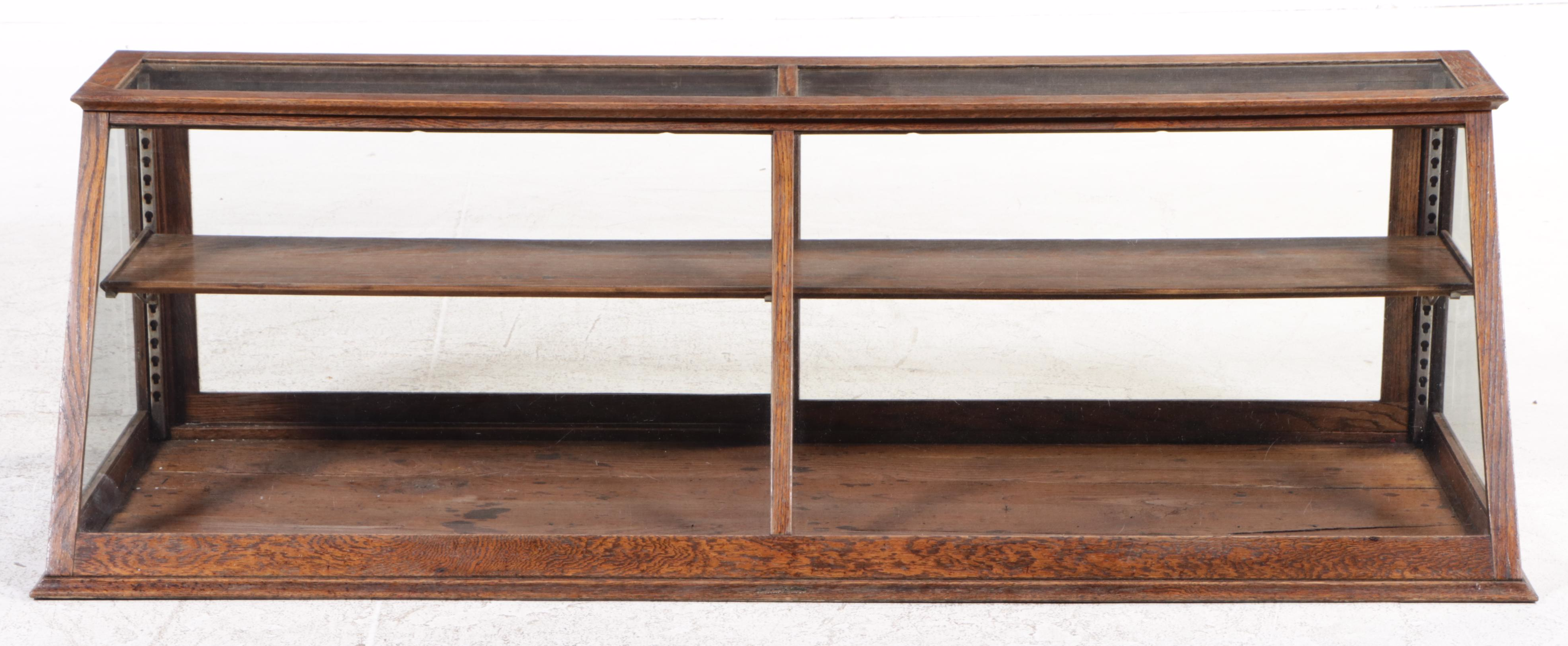 Oak and Glass Counter Top Display Cabinet, Early 20th Century