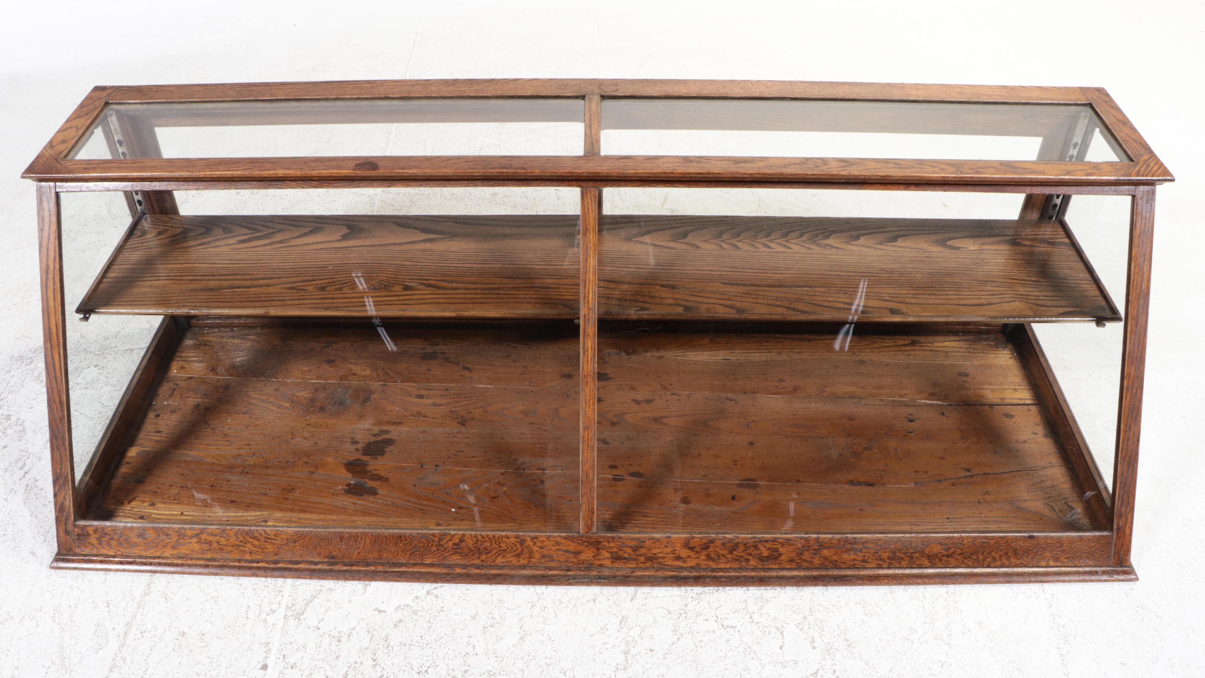 Oak and Glass Counter Top Display Cabinet, Early 20th Century