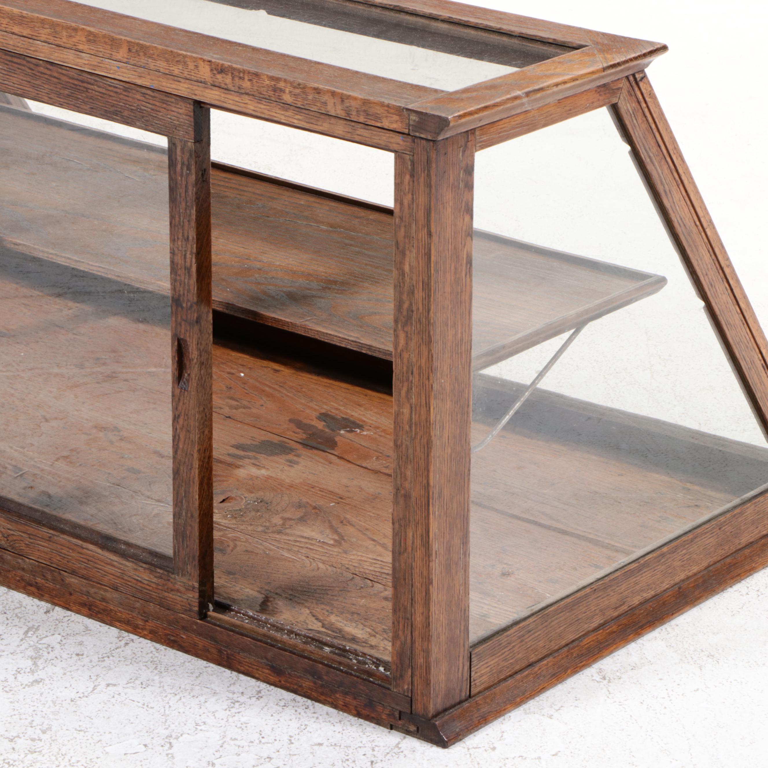 Oak and Glass Counter Top Display Cabinet, Early 20th Century