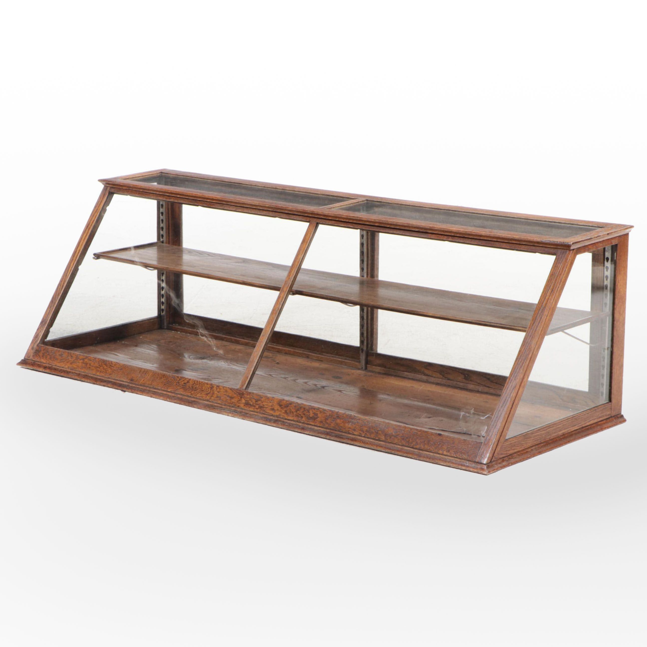 Oak and Glass Counter Top Display Cabinet, Early 20th Century