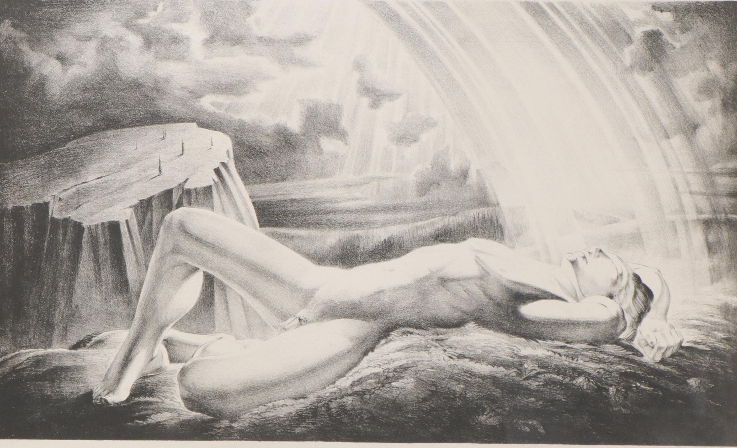 Lynd Ward Art Deco Lithograph of Reclining Male Nude