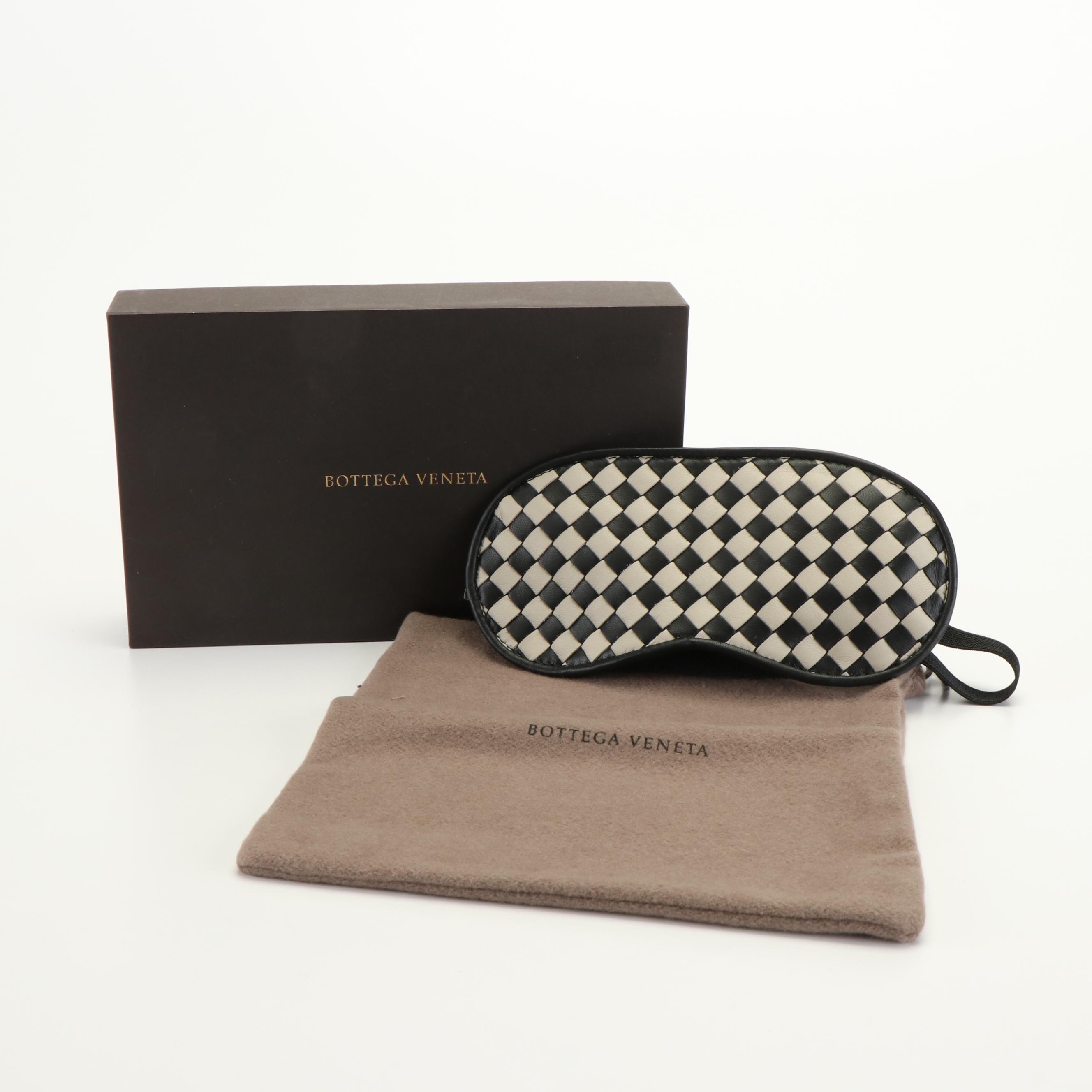 Bottega Intrecciato Black and White Leather Eye Mask EBTH
