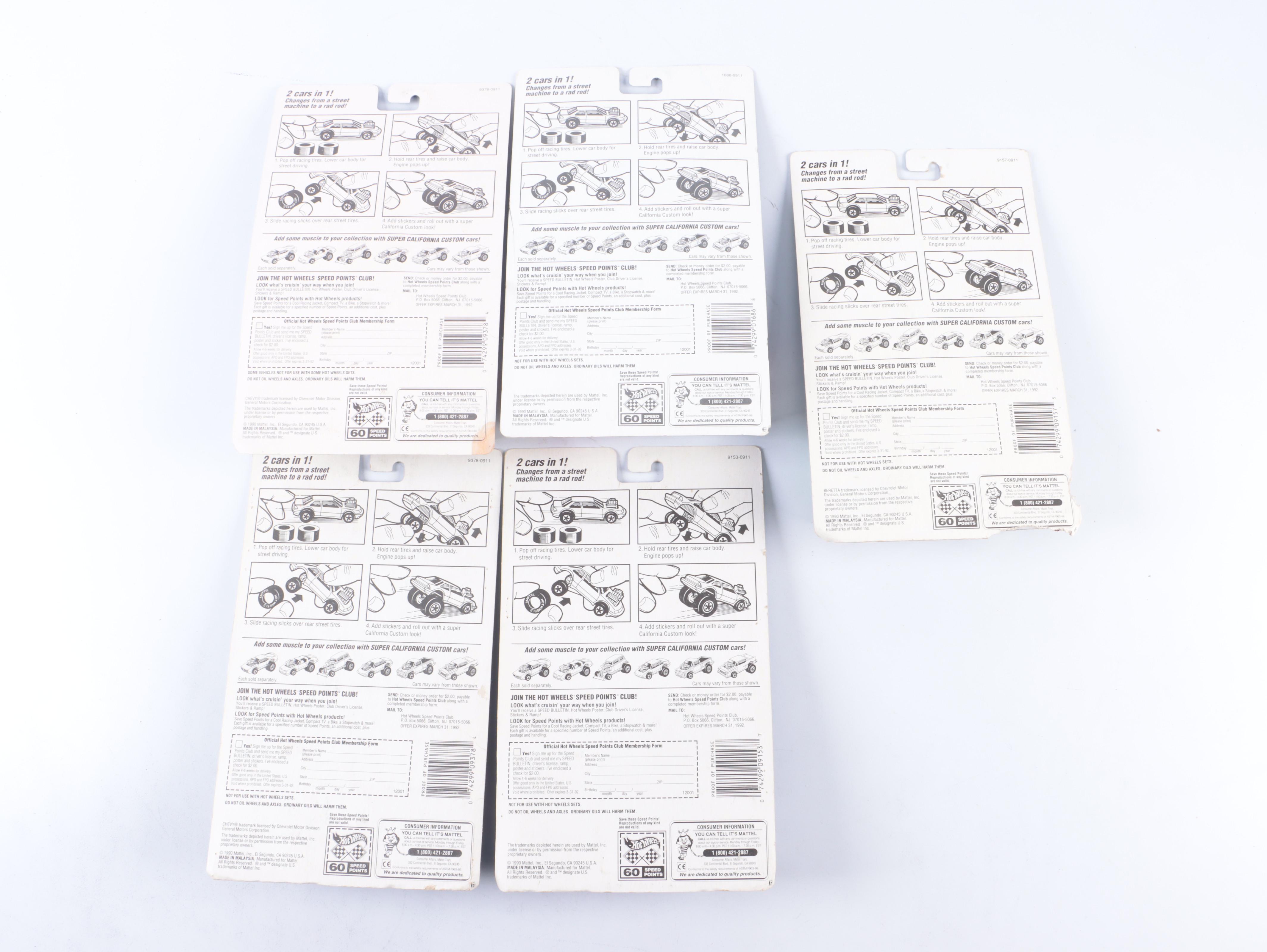 Hot Wheels California Custom Toy Cars, 1990