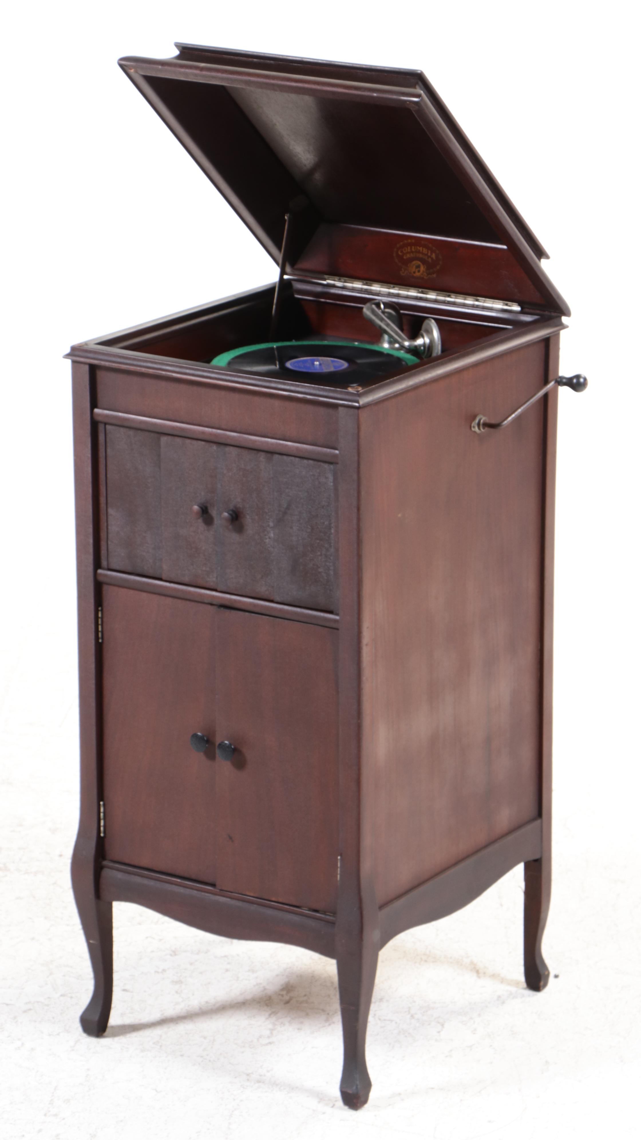 Columbia Grafonola Mahogany Phonograph, Early 20th Century