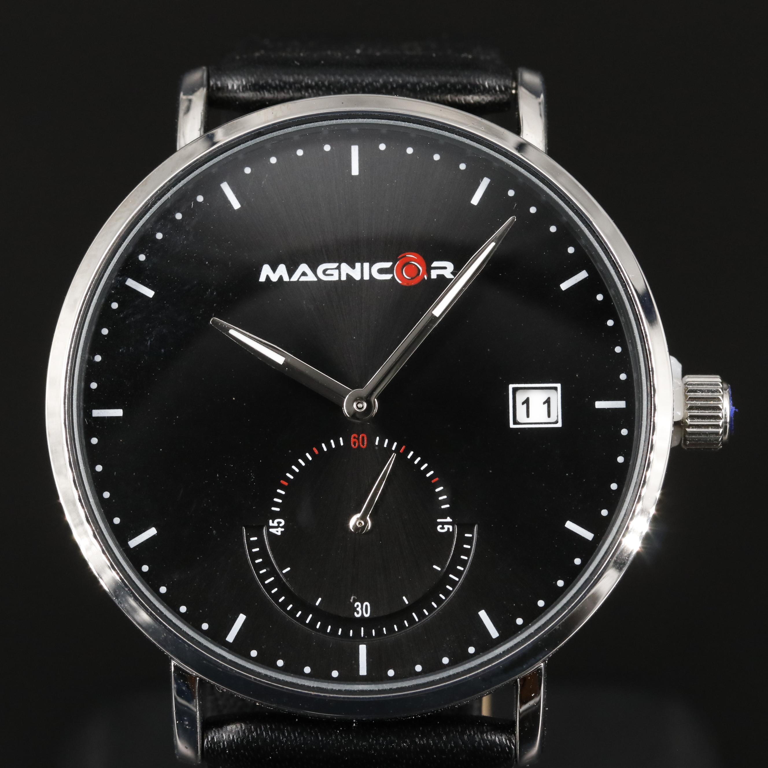 Magnicor Quartz Analog Watch with Black Dial and Strap