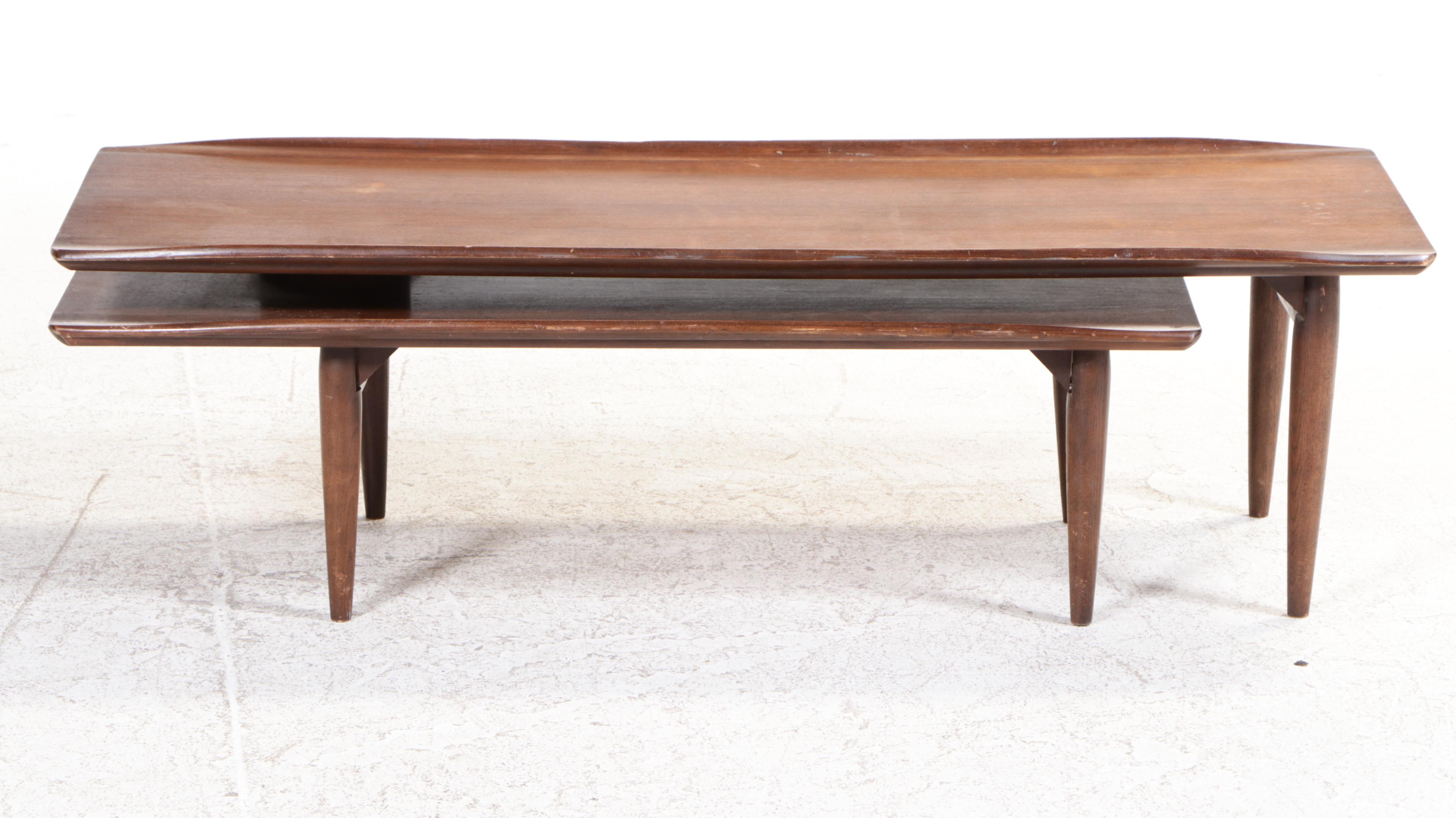 Bassett Furniture "Artisan" Mid Century Modern Walnut Switchblade Coffee Table