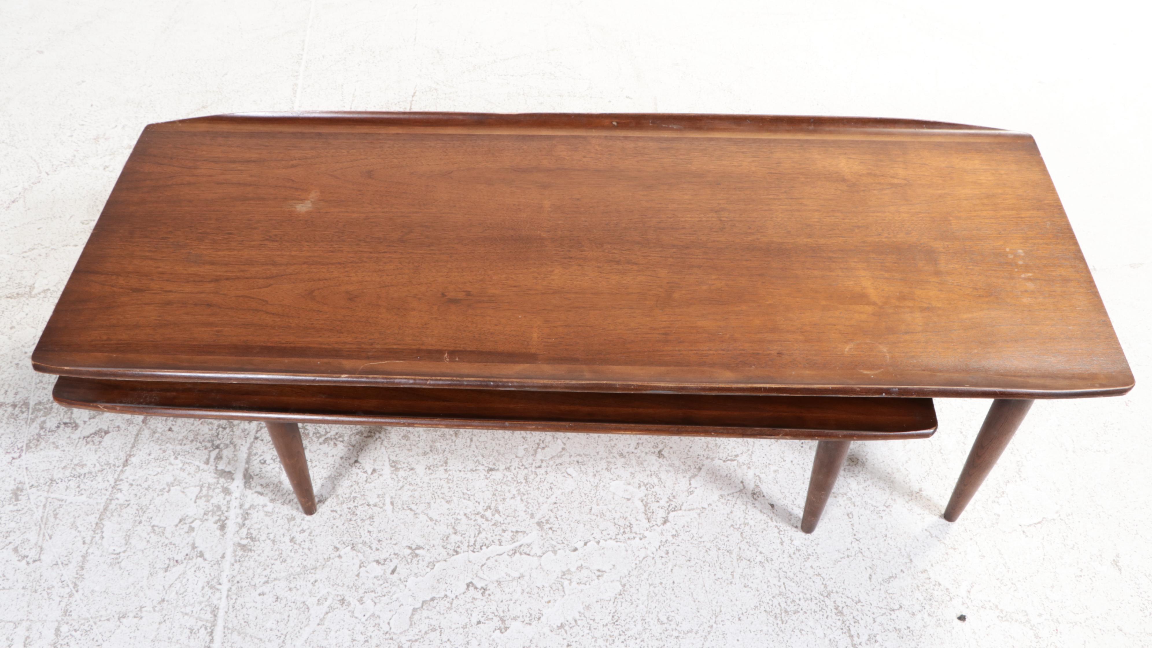 Bassett Furniture "Artisan" Mid Century Modern Walnut Switchblade Coffee Table