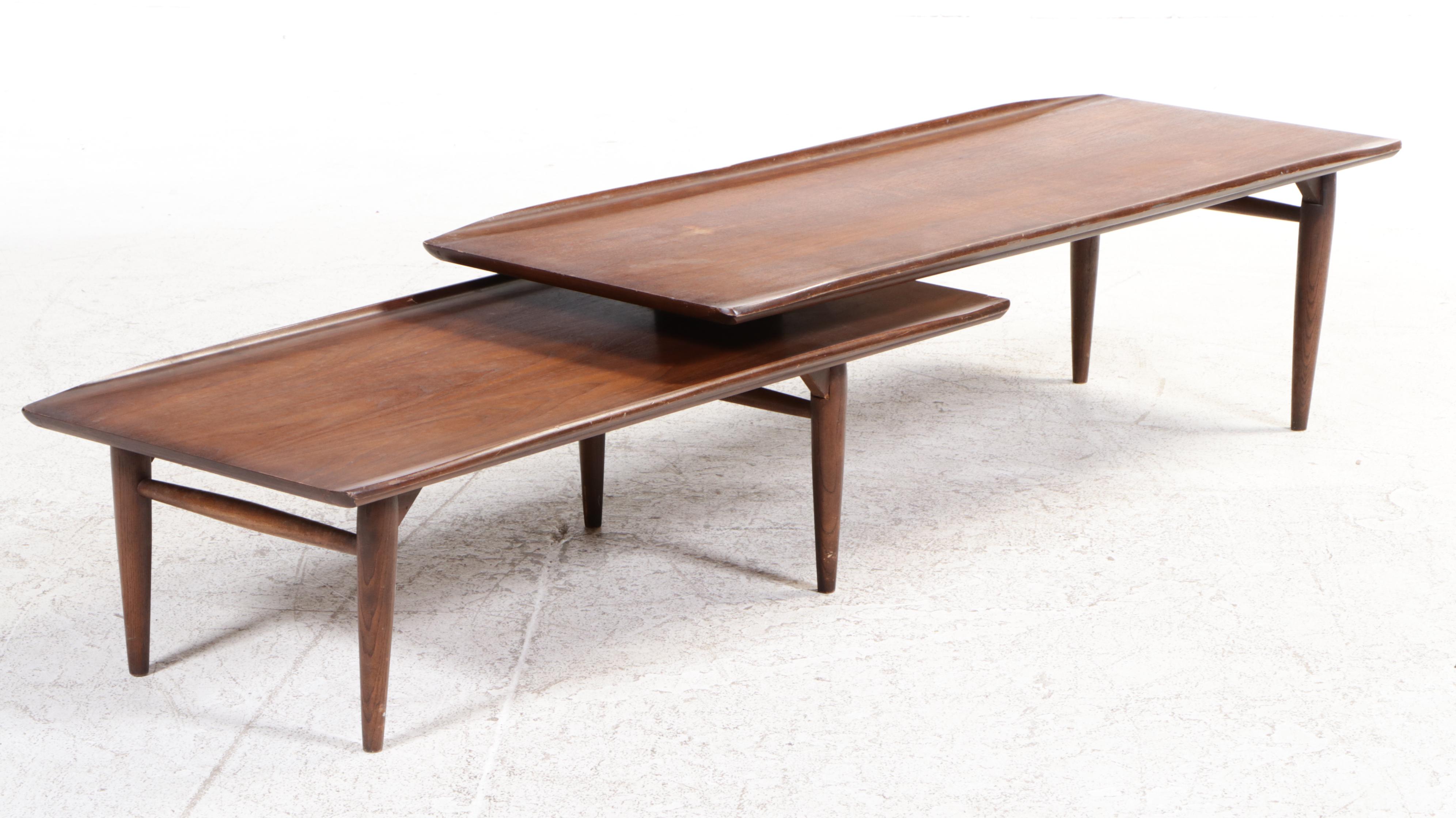 Bassett Furniture "Artisan" Mid Century Modern Walnut Switchblade Coffee Table