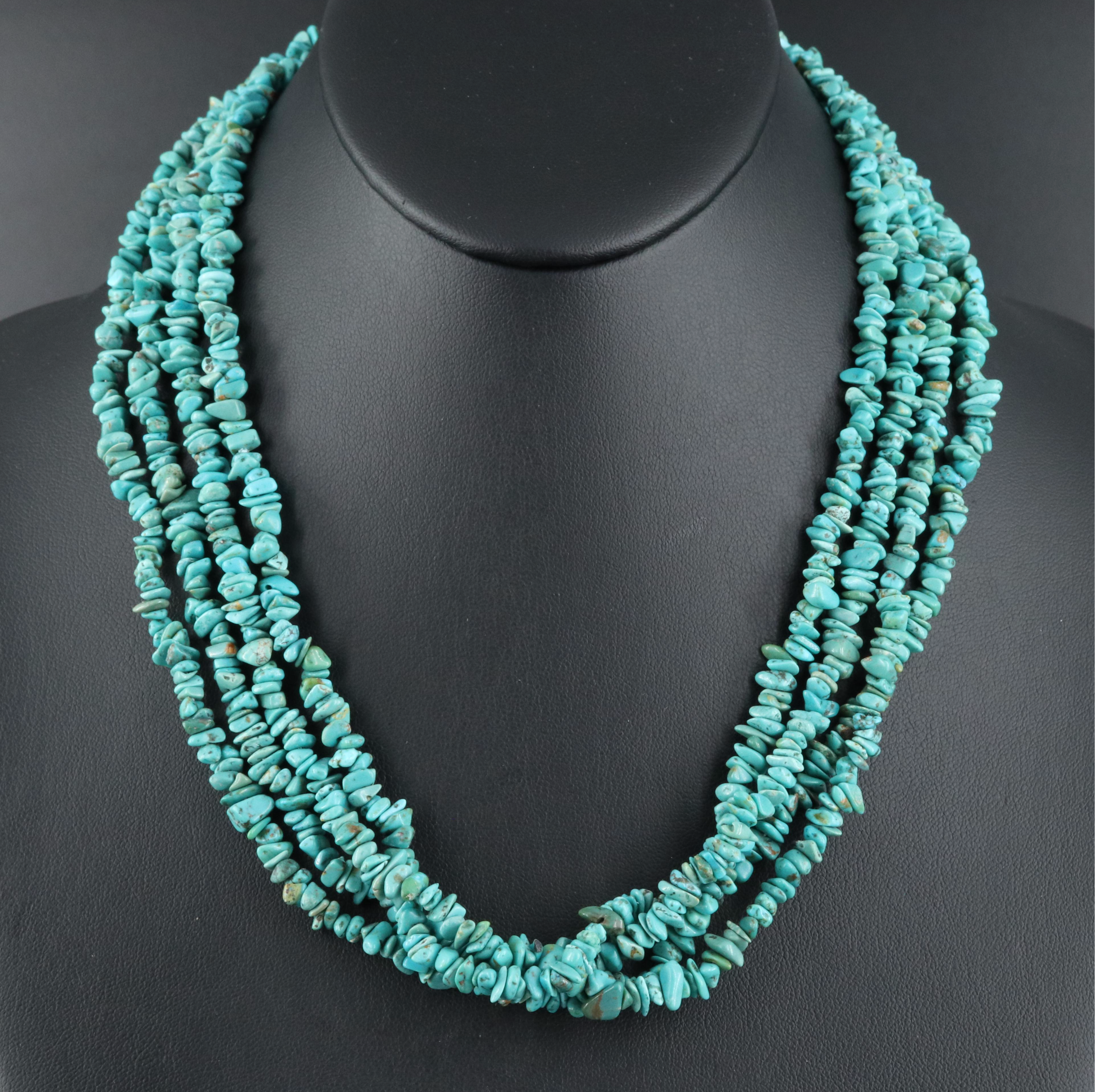 Multi Strand Turquoise Necklace with Sterling Clasp