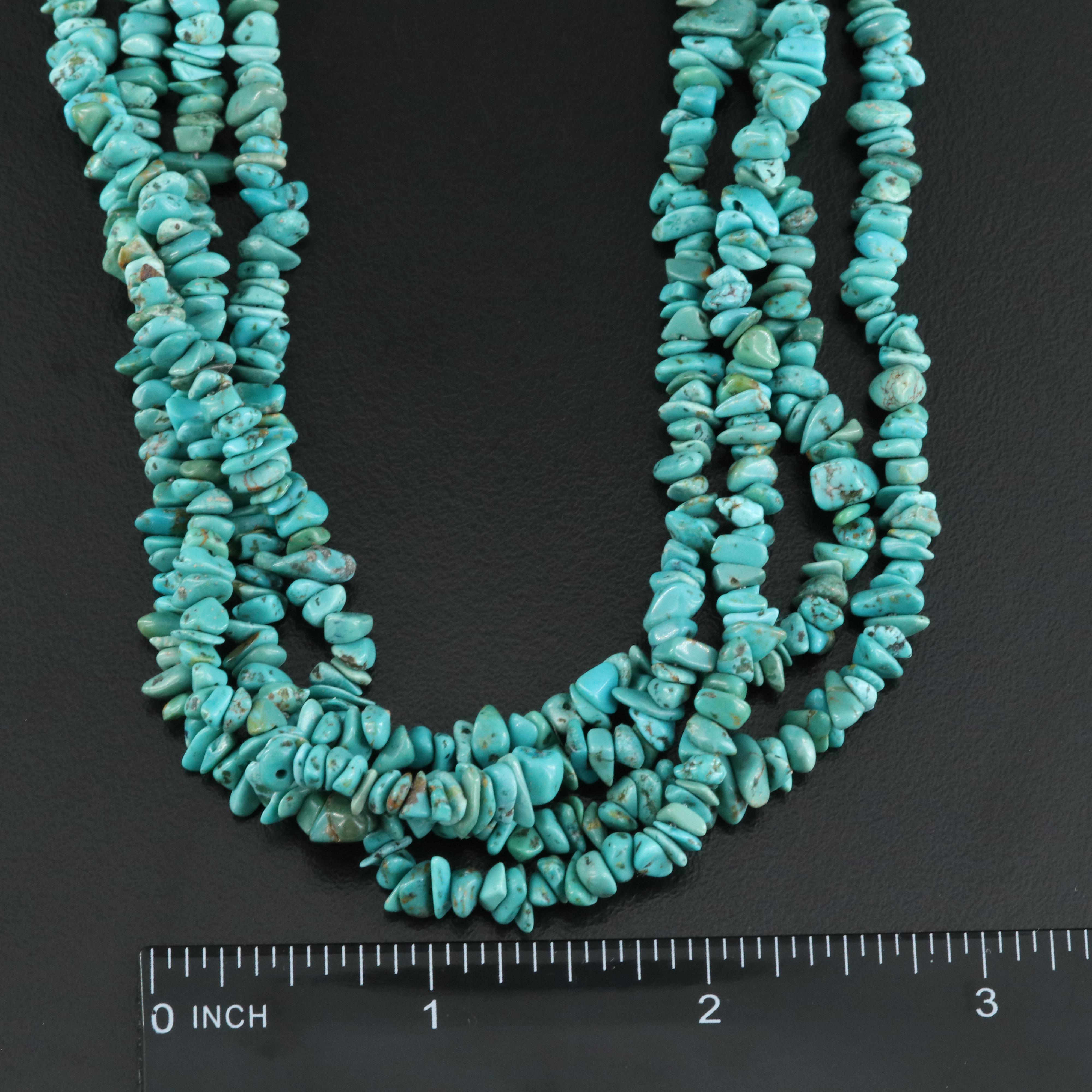 Multi Strand Turquoise Necklace with Sterling Clasp