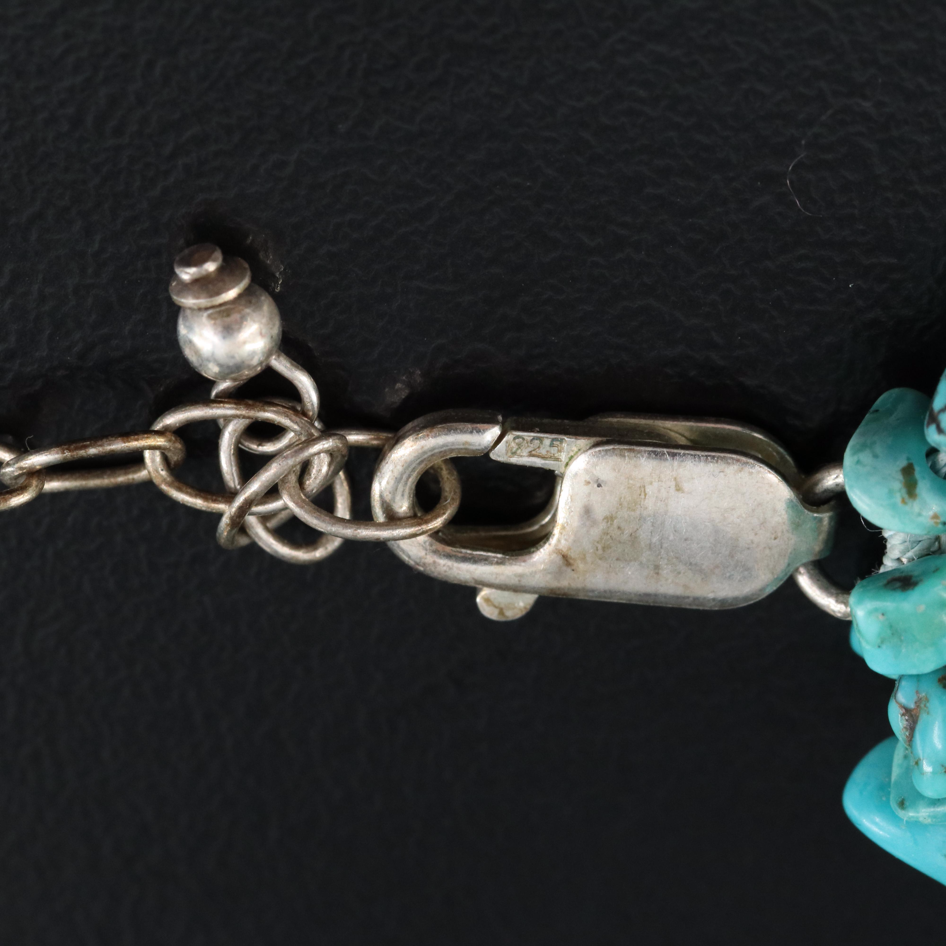 Multi Strand Turquoise Necklace with Sterling Clasp