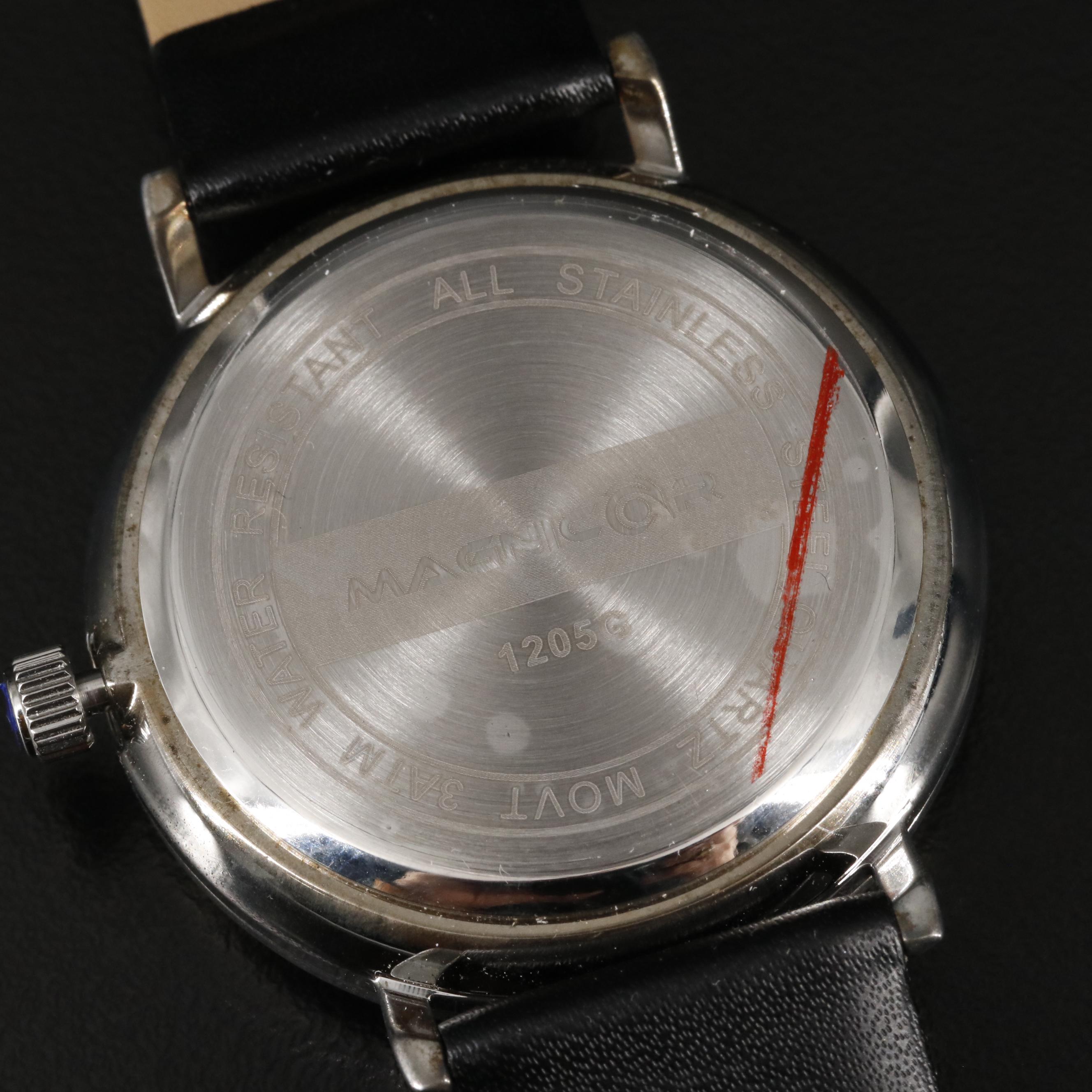 Magnicor Quartz Analog Watch with Black Dial and Strap