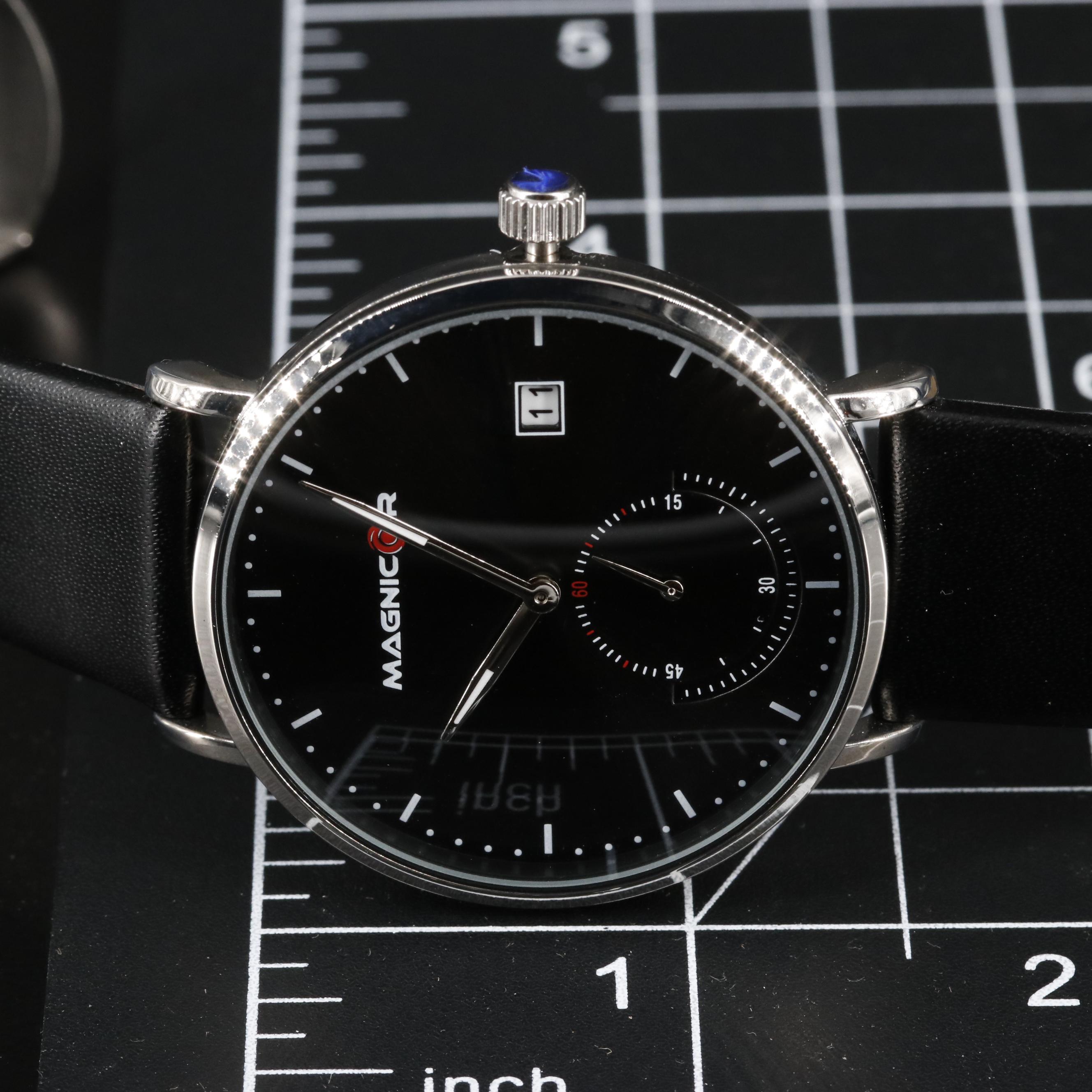 Magnicor Quartz Analog Watch with Black Dial and Strap