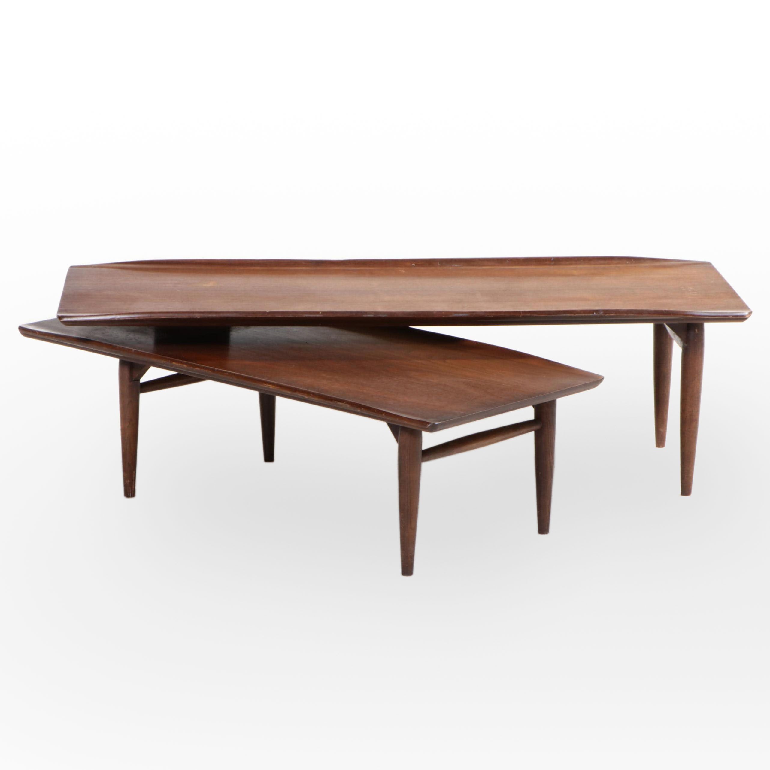 Bassett Furniture "Artisan" Mid Century Modern Walnut Switchblade Coffee Table