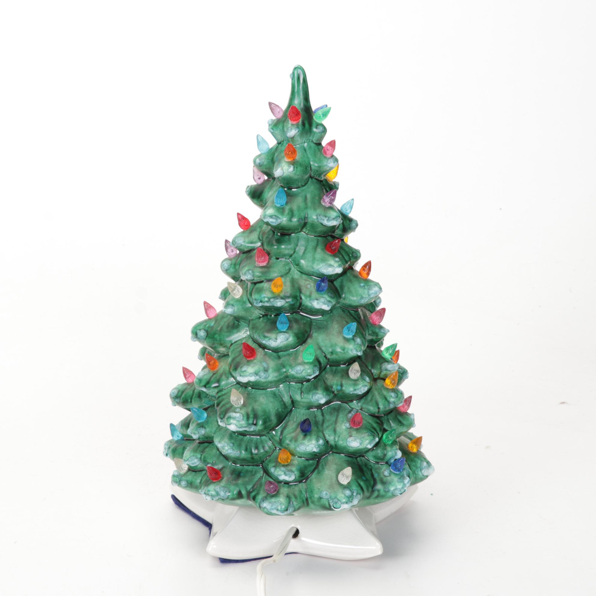 Illuminated Ceramic Christmas Tree and Ornament Collection Including Disney