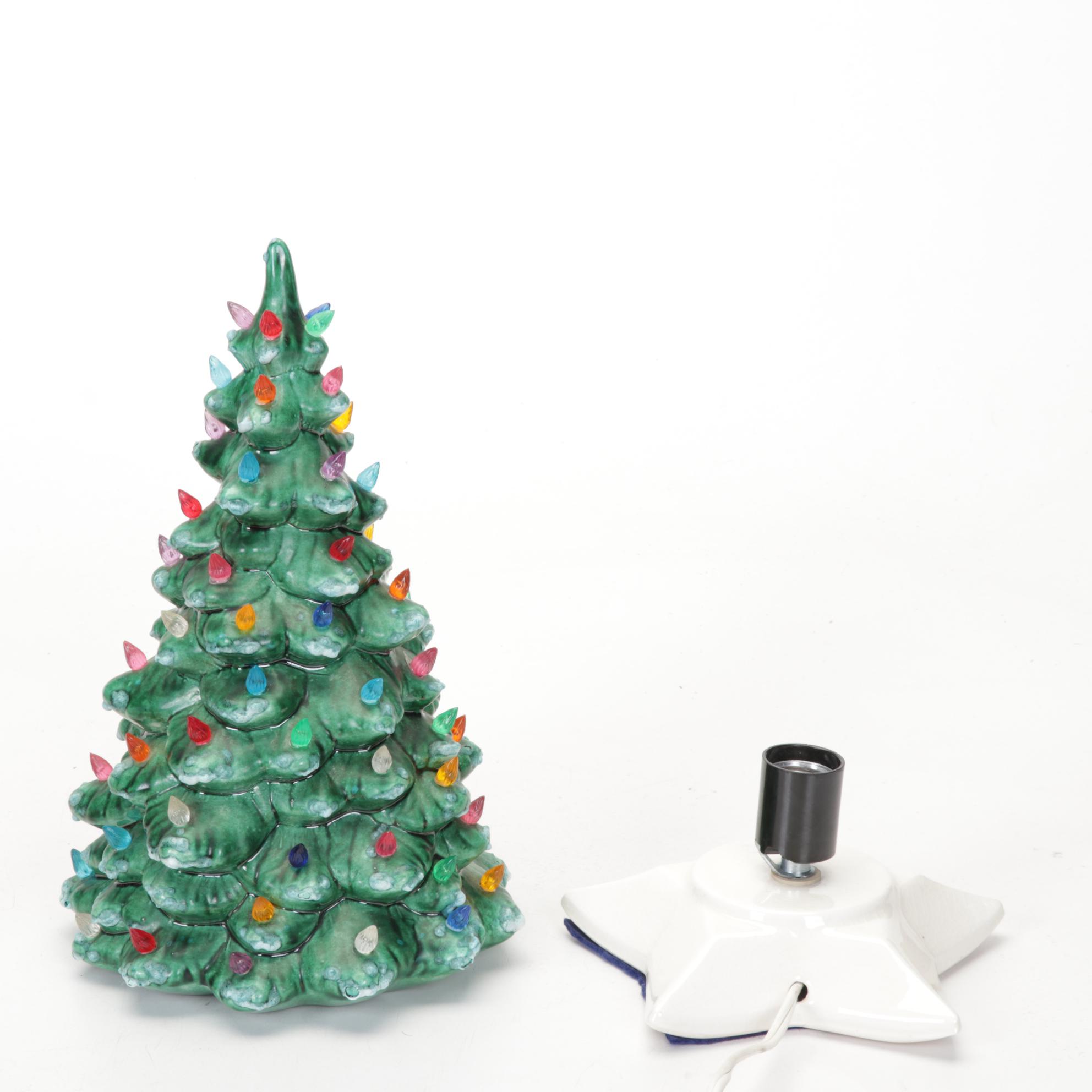 Illuminated Ceramic Christmas Tree and Ornament Collection Including Disney