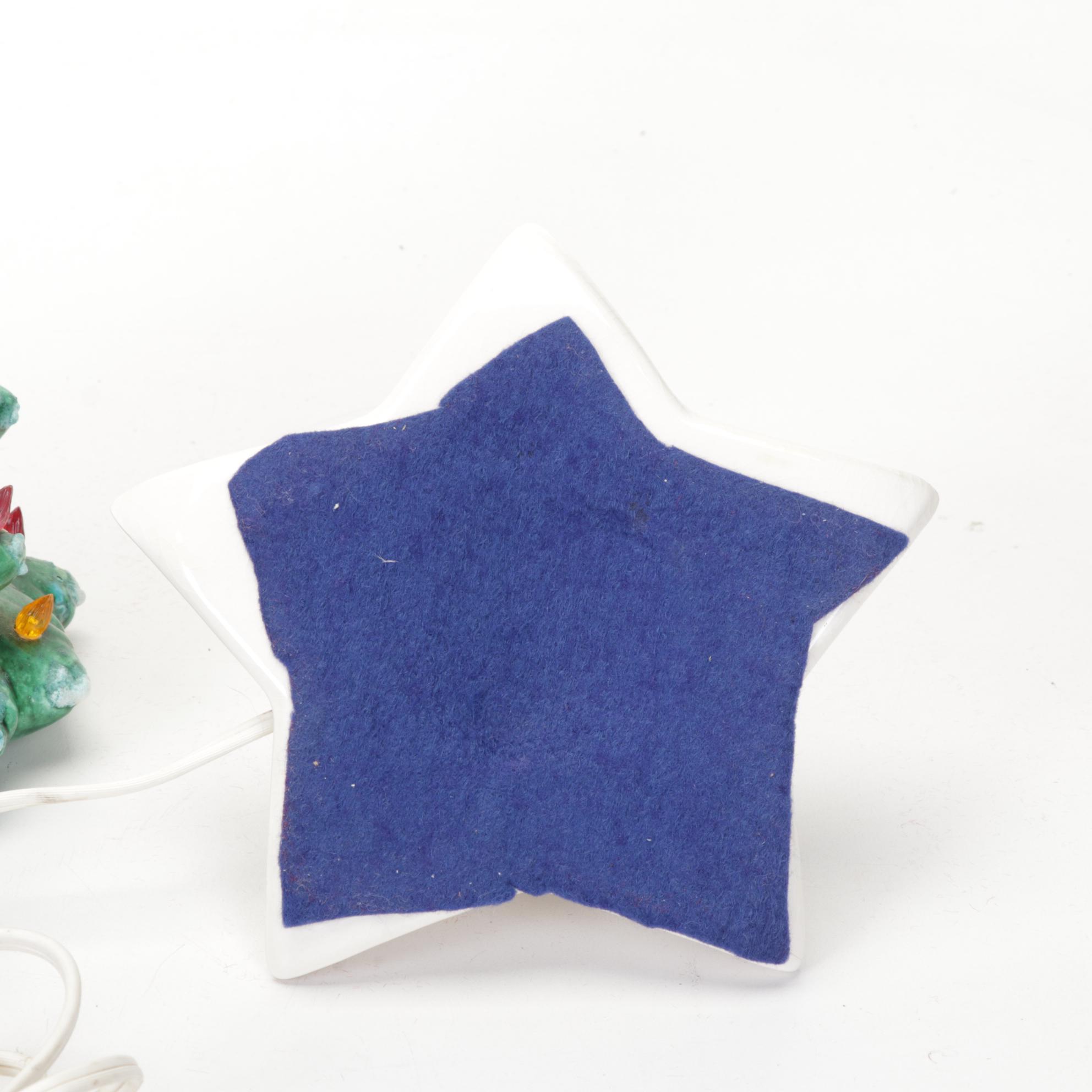 Illuminated Ceramic Christmas Tree and Ornament Collection Including Disney