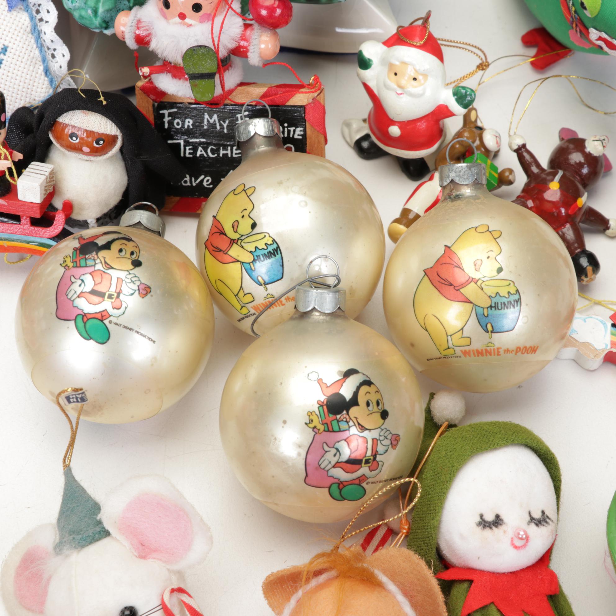 Illuminated Ceramic Christmas Tree and Ornament Collection Including Disney