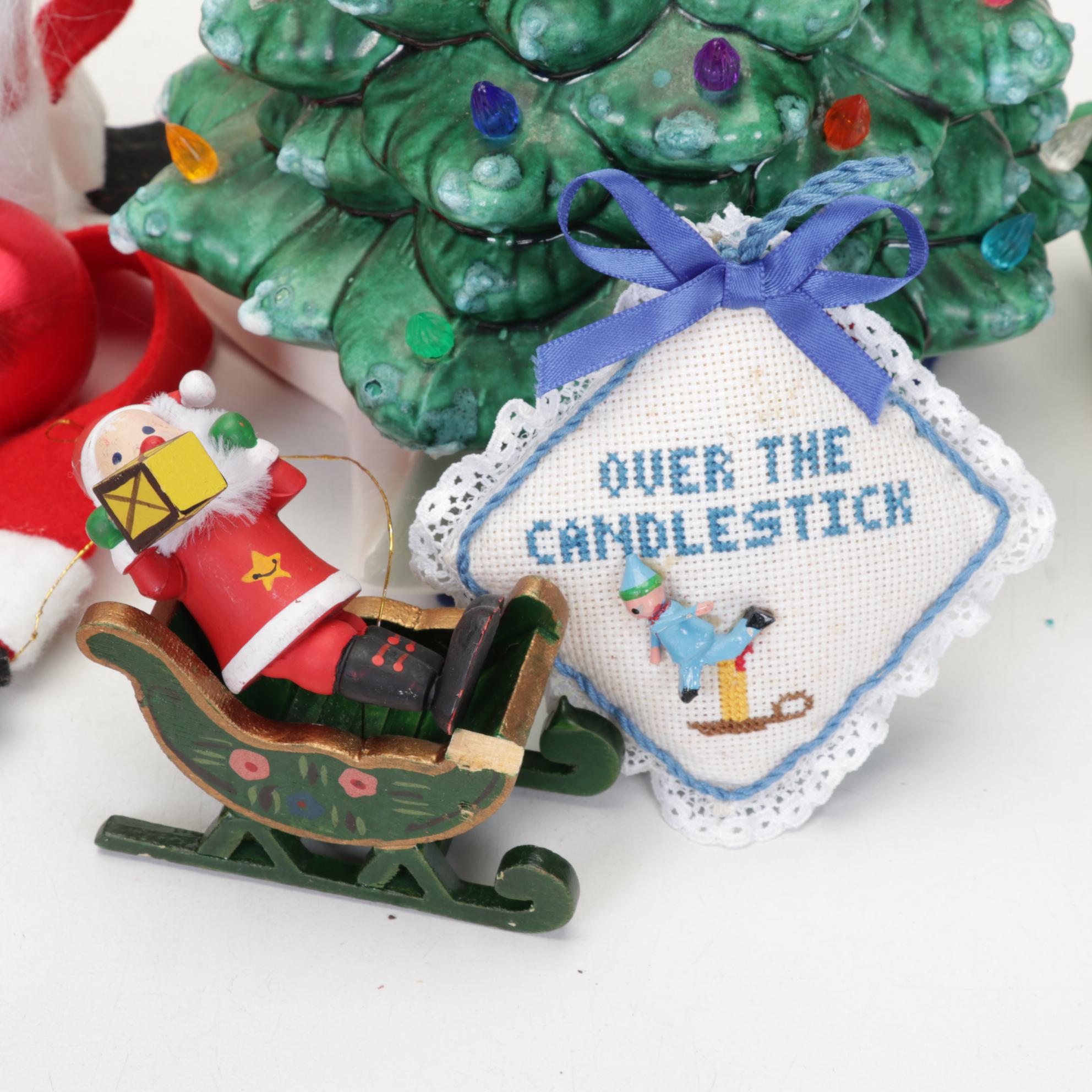 Illuminated Ceramic Christmas Tree and Ornament Collection Including Disney