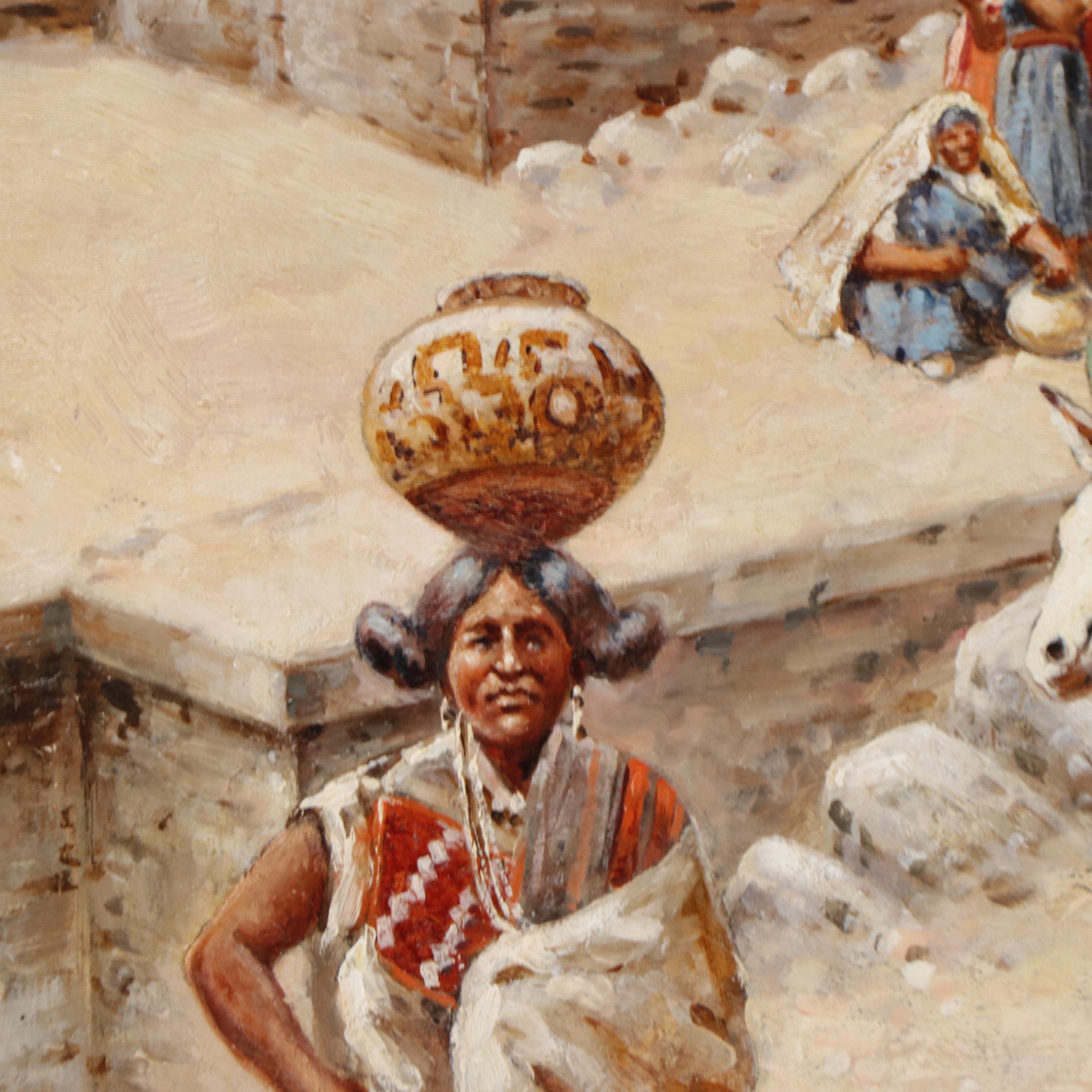 John Hauser Oil Painting "Pueblo Village," 1905