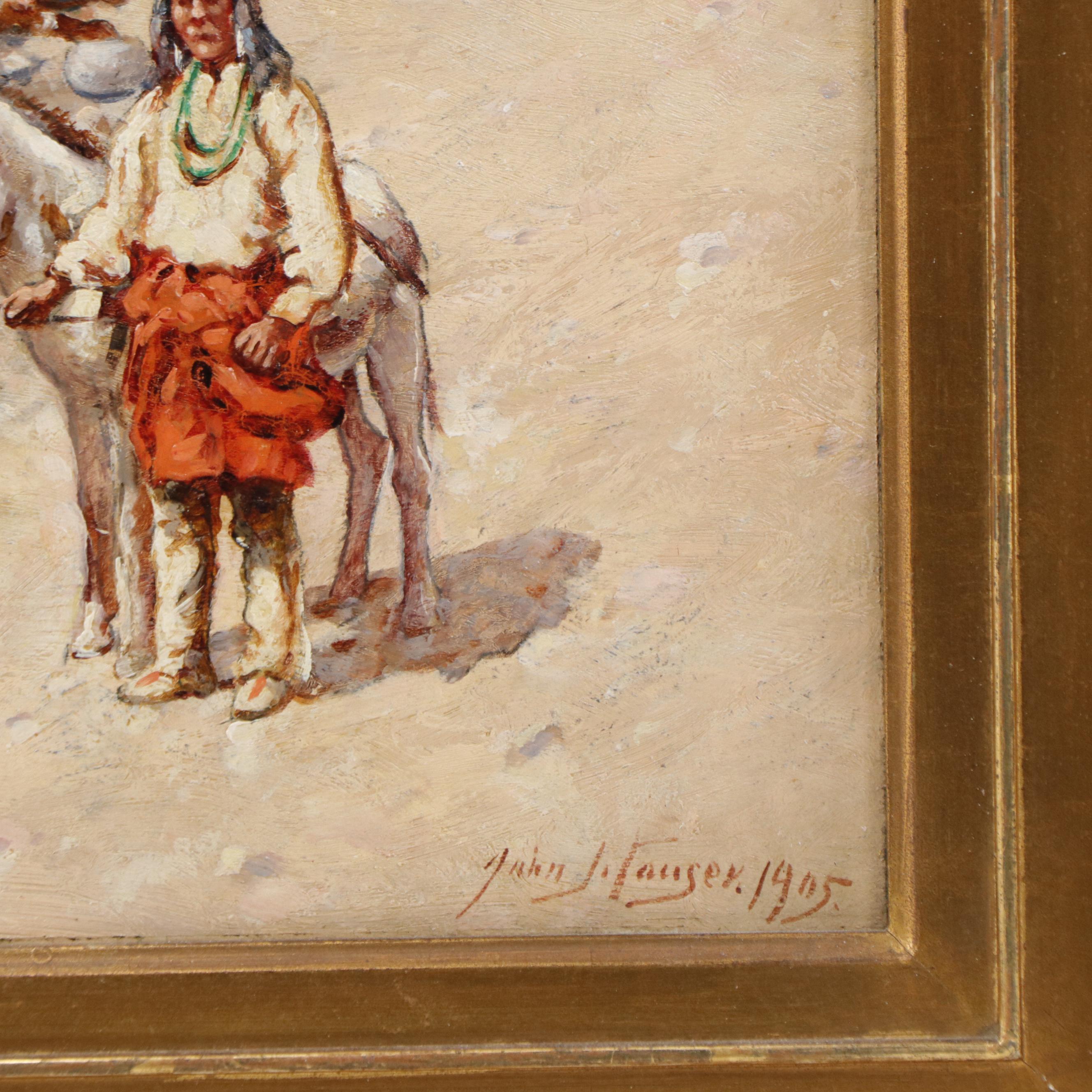 John Hauser Oil Painting "Pueblo Village," 1905