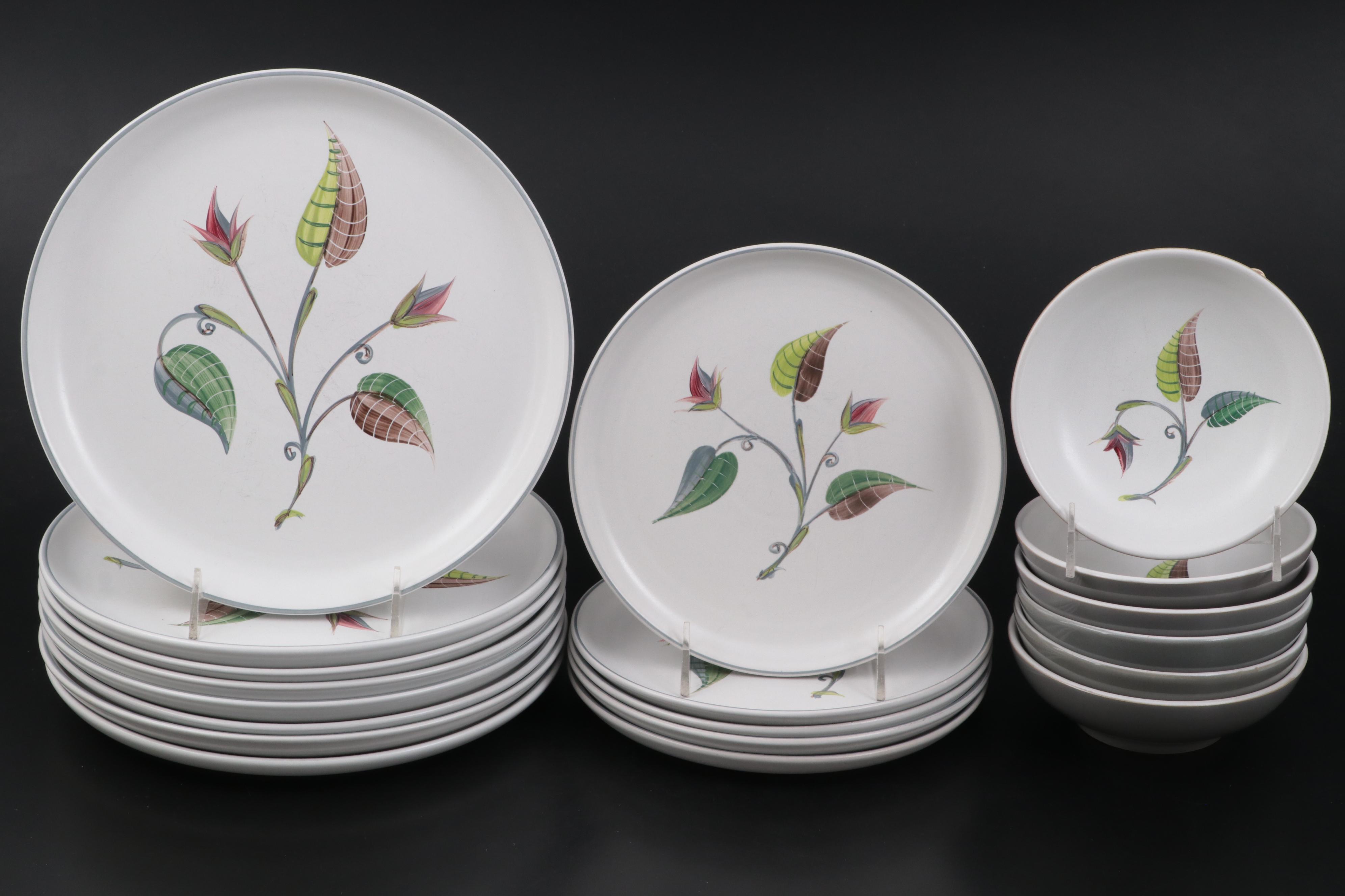 Denby "Spring" Hand-Painted Stoneware Mugs and Other Dinnerware