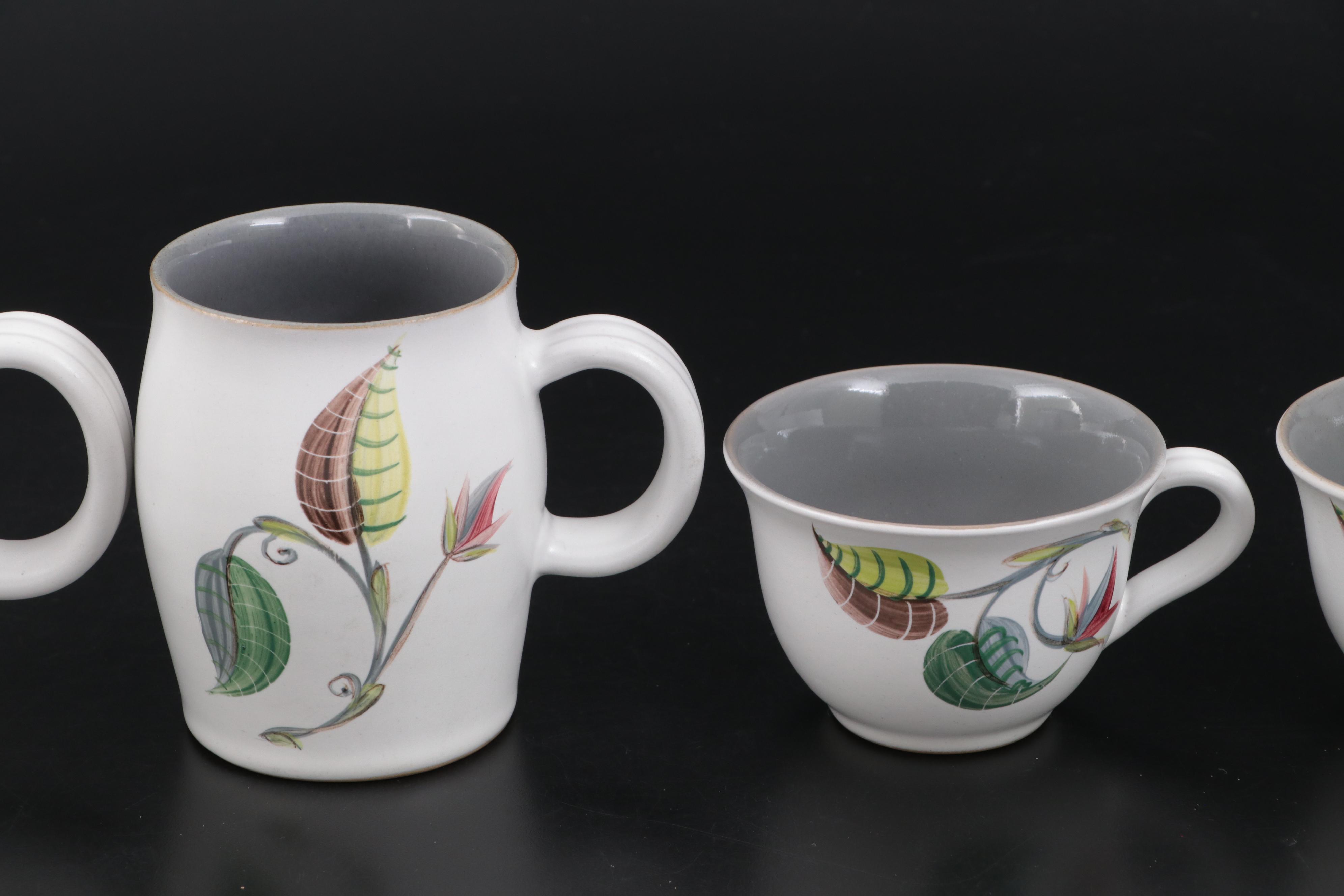 Denby "Spring" Hand-Painted Stoneware Mugs and Other Dinnerware
