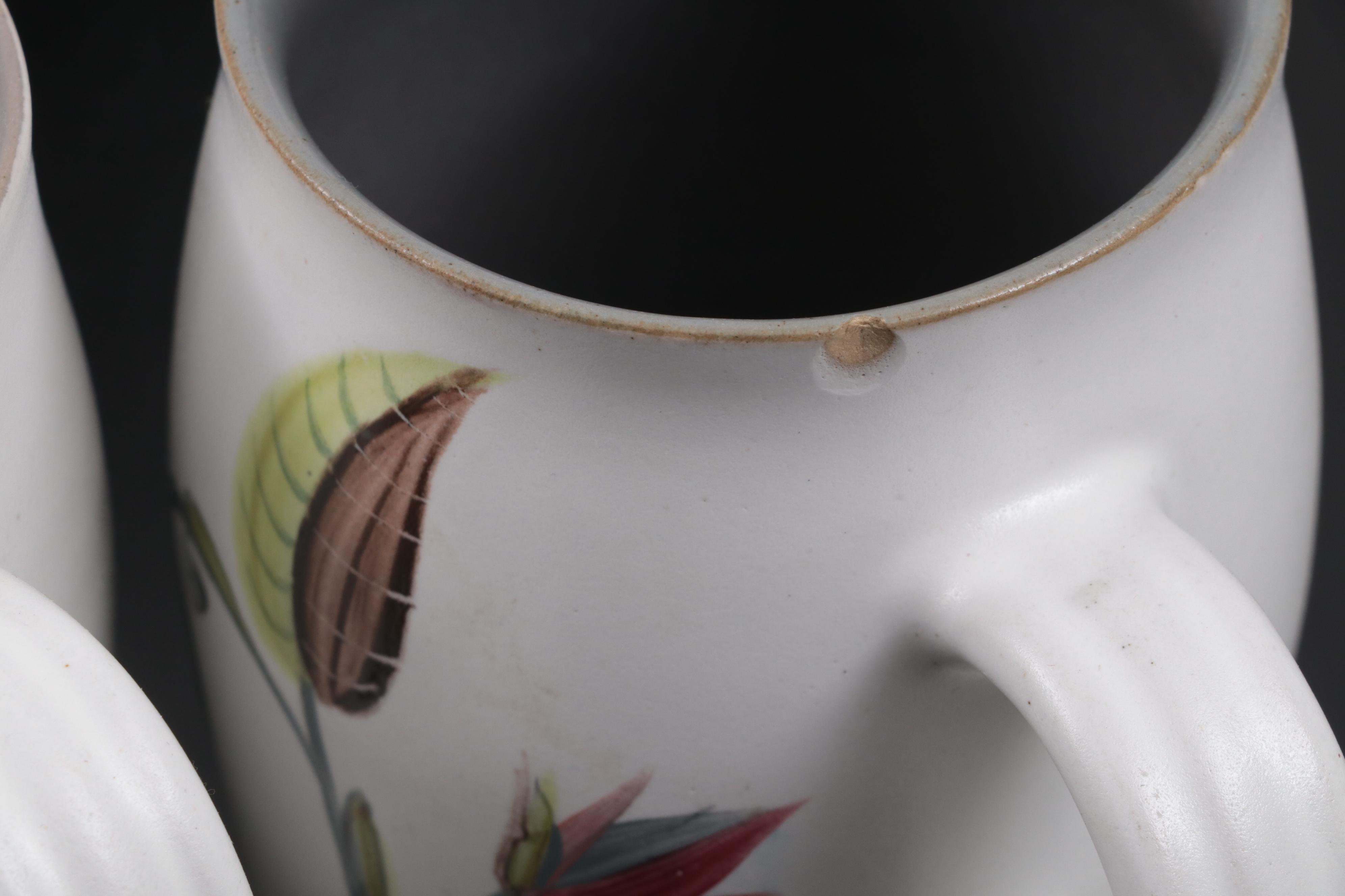 Denby "Spring" Hand-Painted Stoneware Mugs and Other Dinnerware