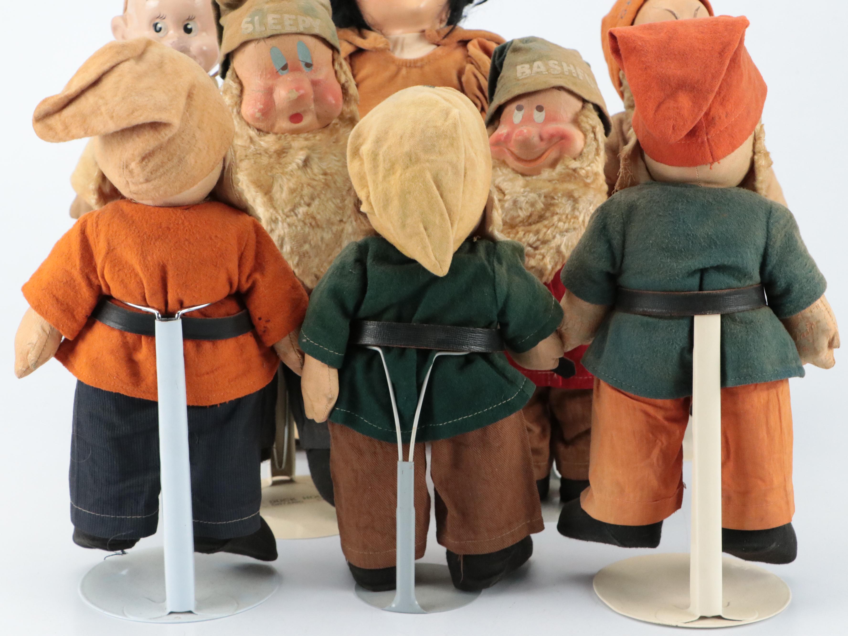Ideal Novelty & Toy Co. Dopey with Other Snow White and Dwarf Dolls, circa 1937