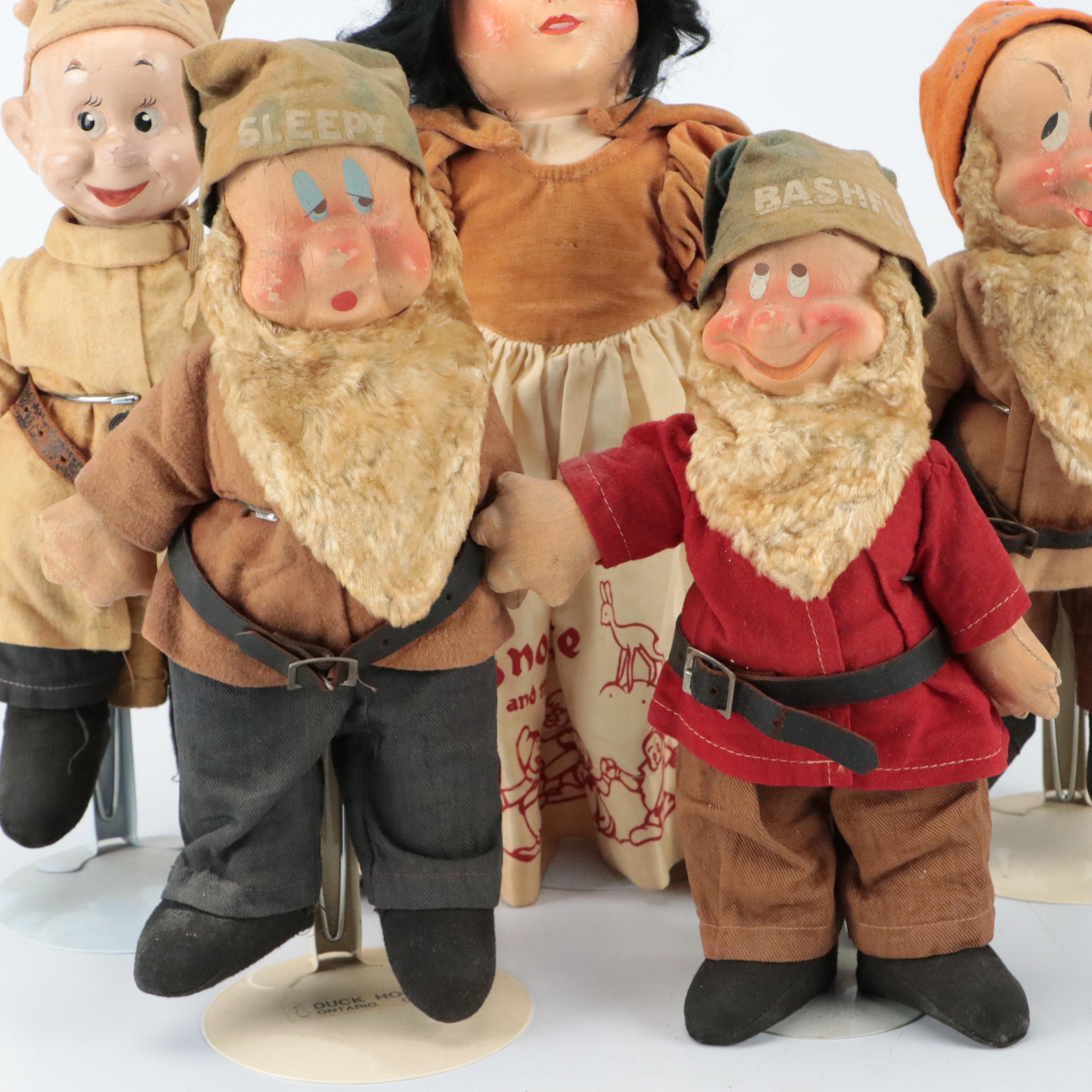 Ideal Novelty & Toy Co. Dopey with Other Snow White and Dwarf Dolls, circa 1937