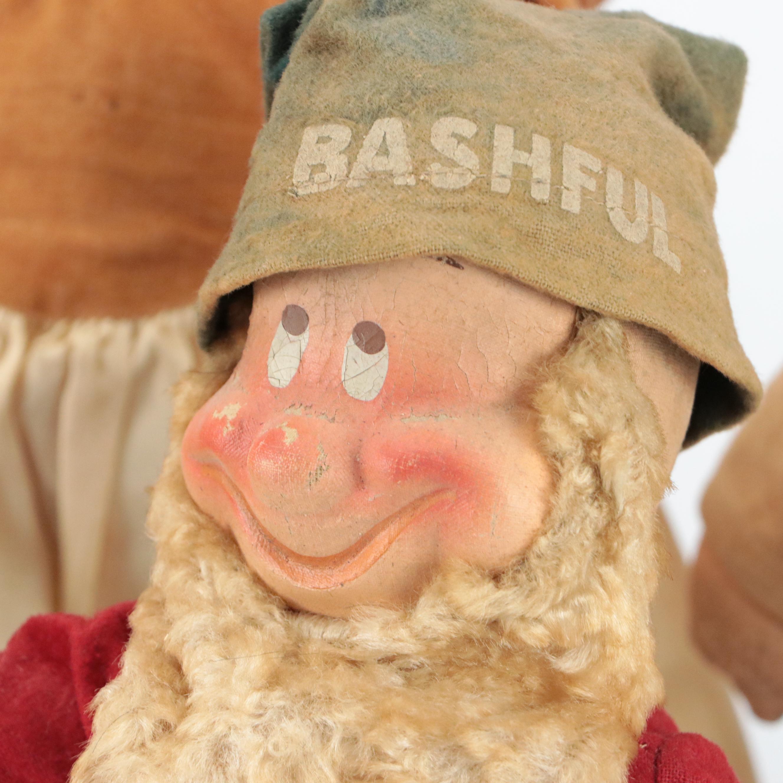 Ideal Novelty & Toy Co. Dopey with Other Snow White and Dwarf Dolls, circa 1937