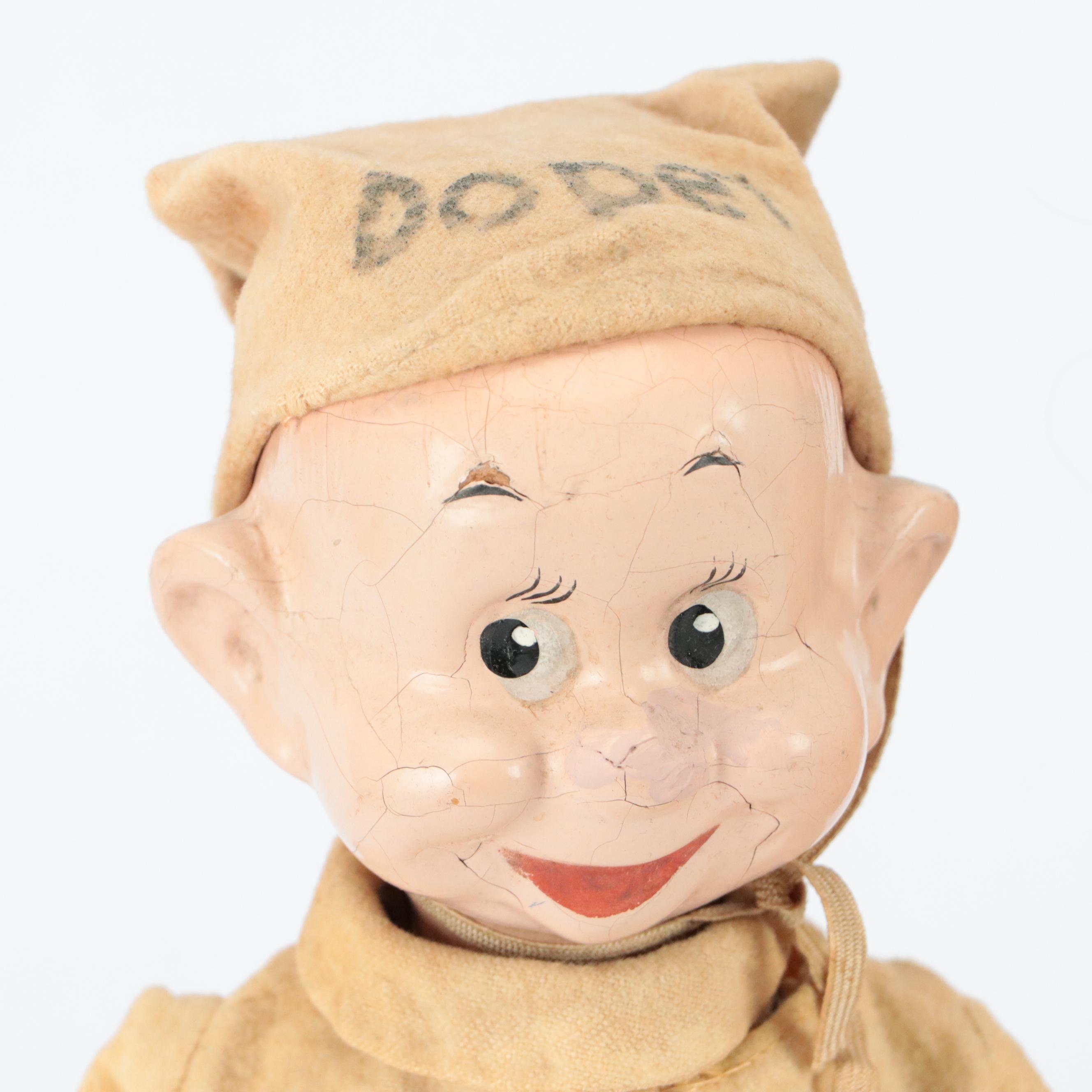 Ideal Novelty & Toy Co. Dopey with Other Snow White and Dwarf Dolls, circa 1937