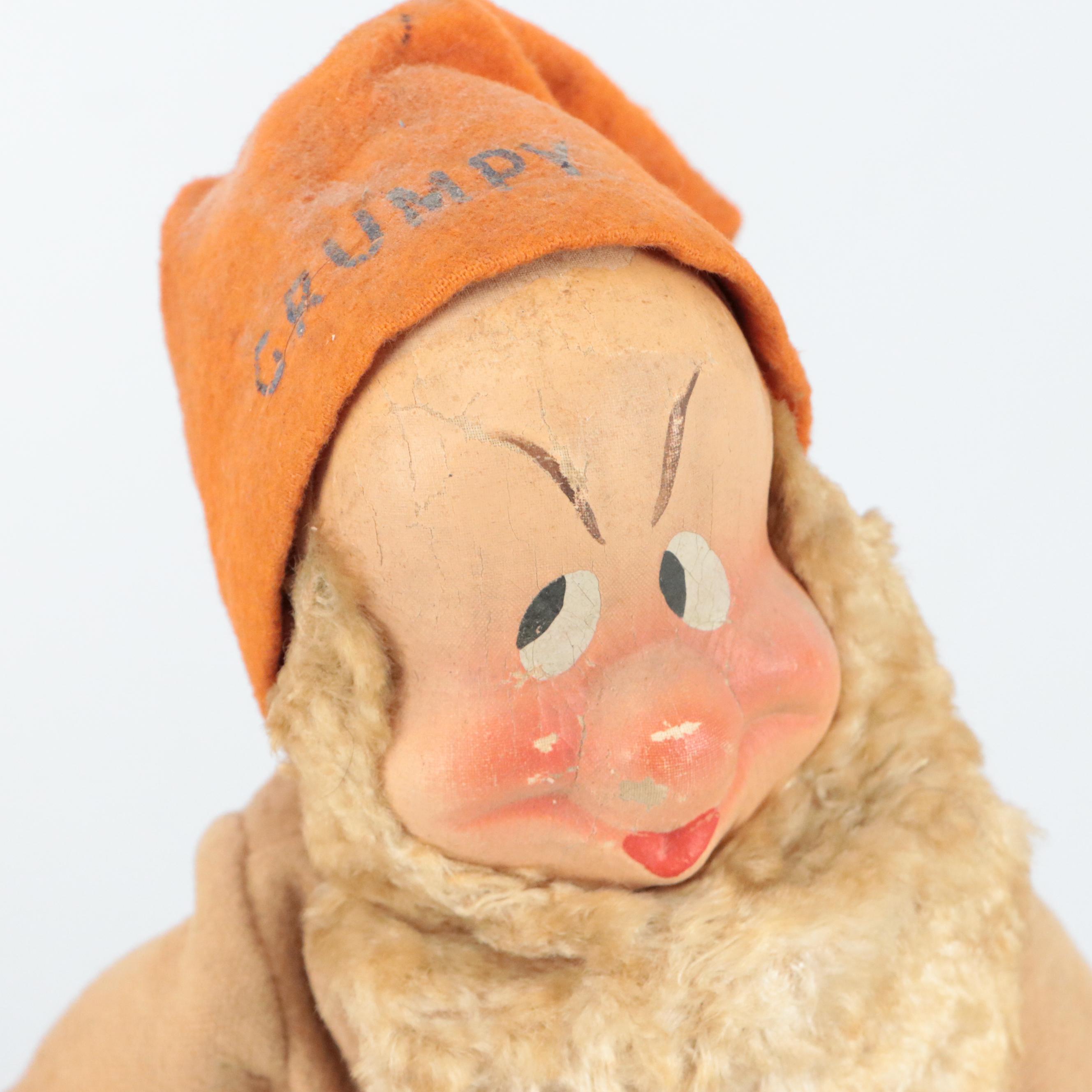 Ideal Novelty & Toy Co. Dopey with Other Snow White and Dwarf Dolls, circa 1937