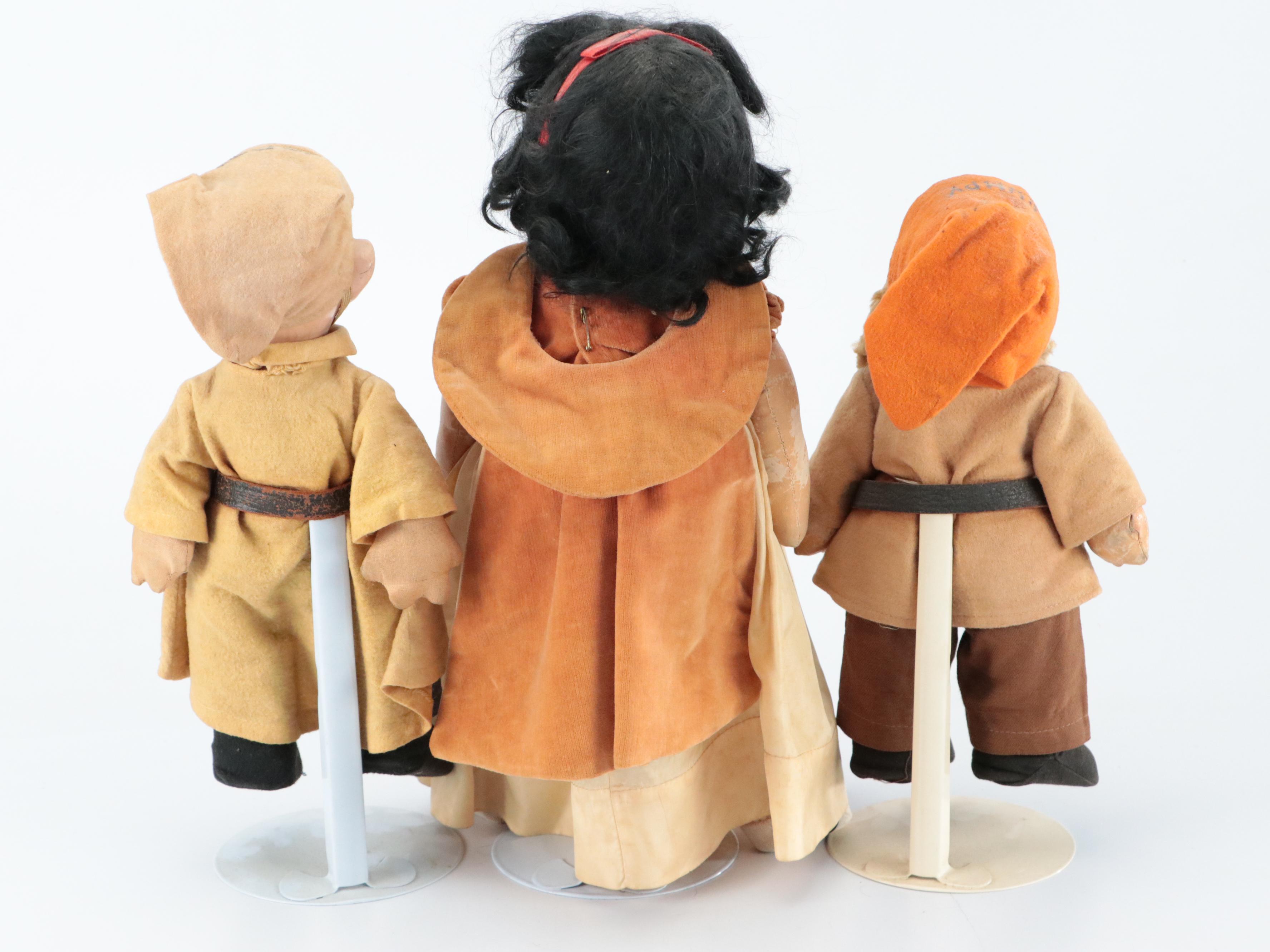 Ideal Novelty & Toy Co. Dopey with Other Snow White and Dwarf Dolls, circa 1937