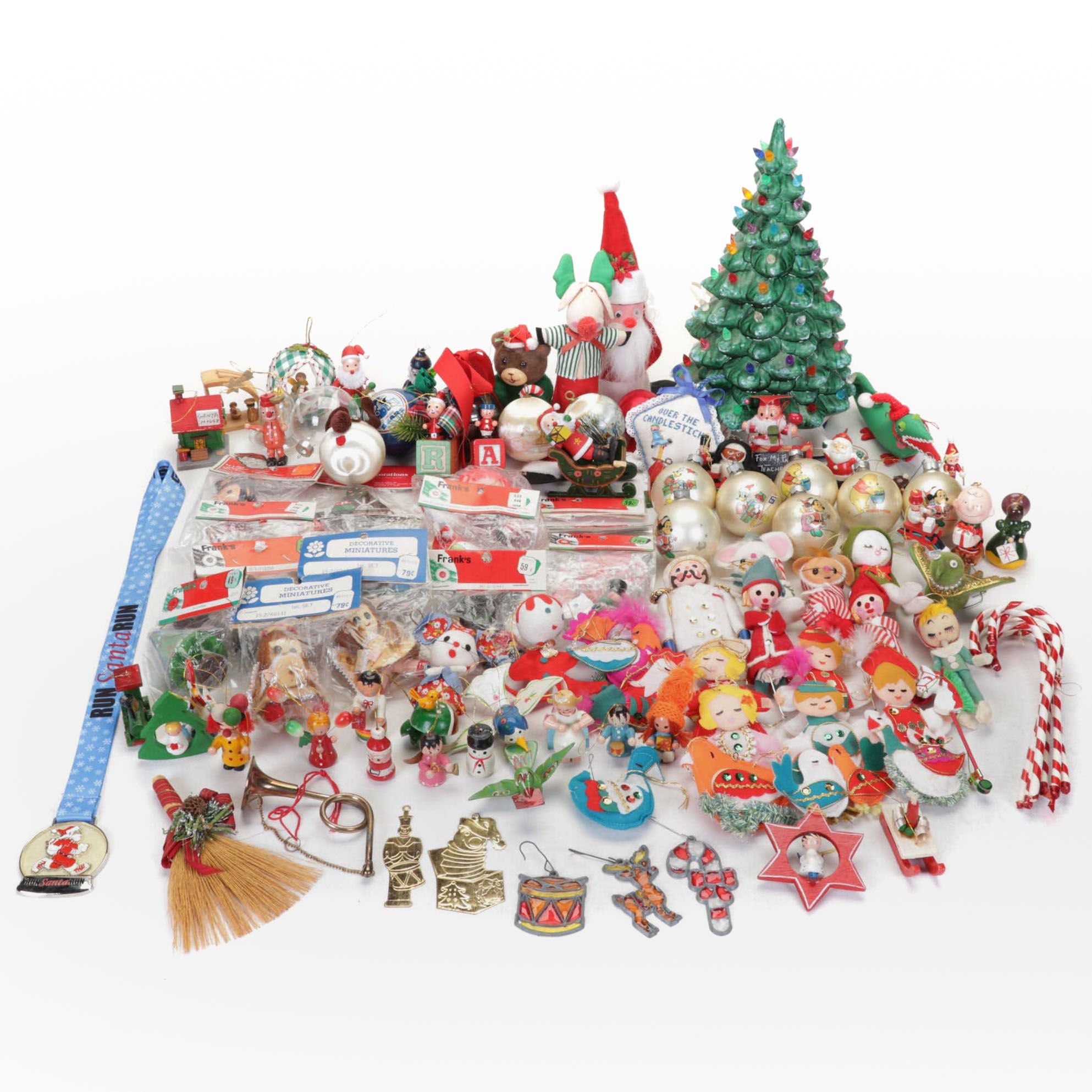 Illuminated Ceramic Christmas Tree and Ornament Collection Including Disney