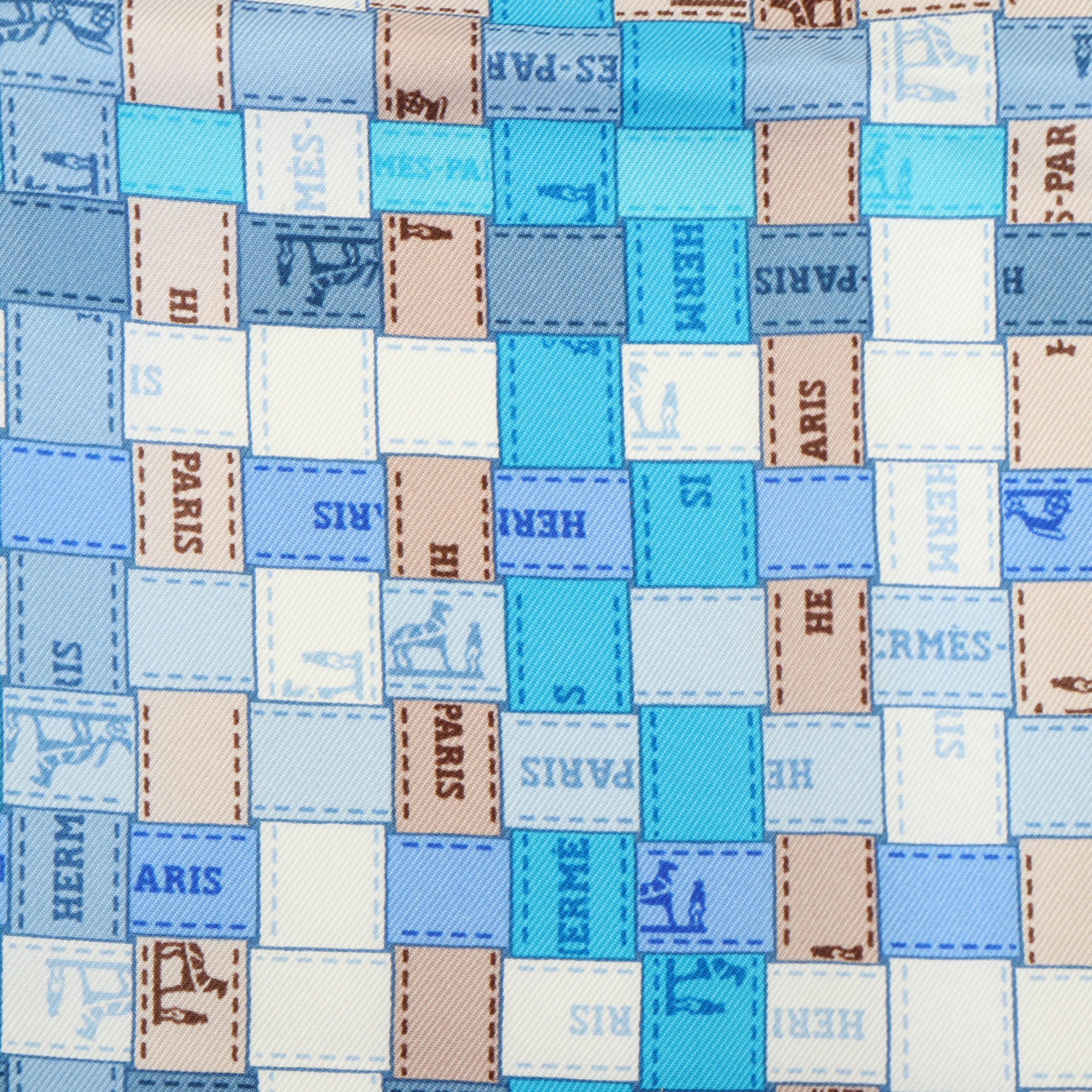 Hermès Blue Bolduc au Carre Silk Scarf