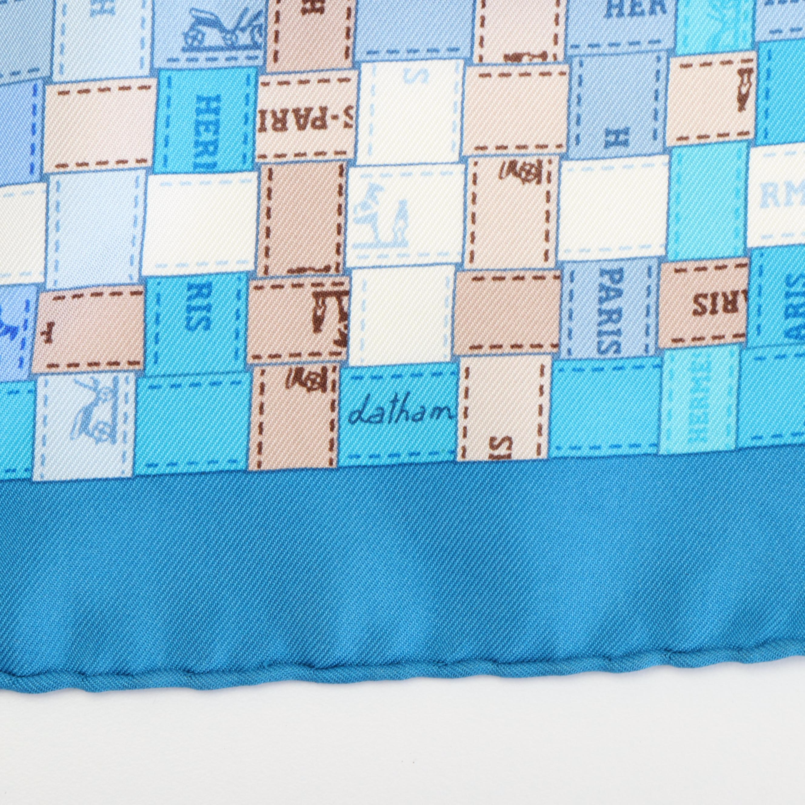 Hermès Blue Bolduc au Carre Silk Scarf