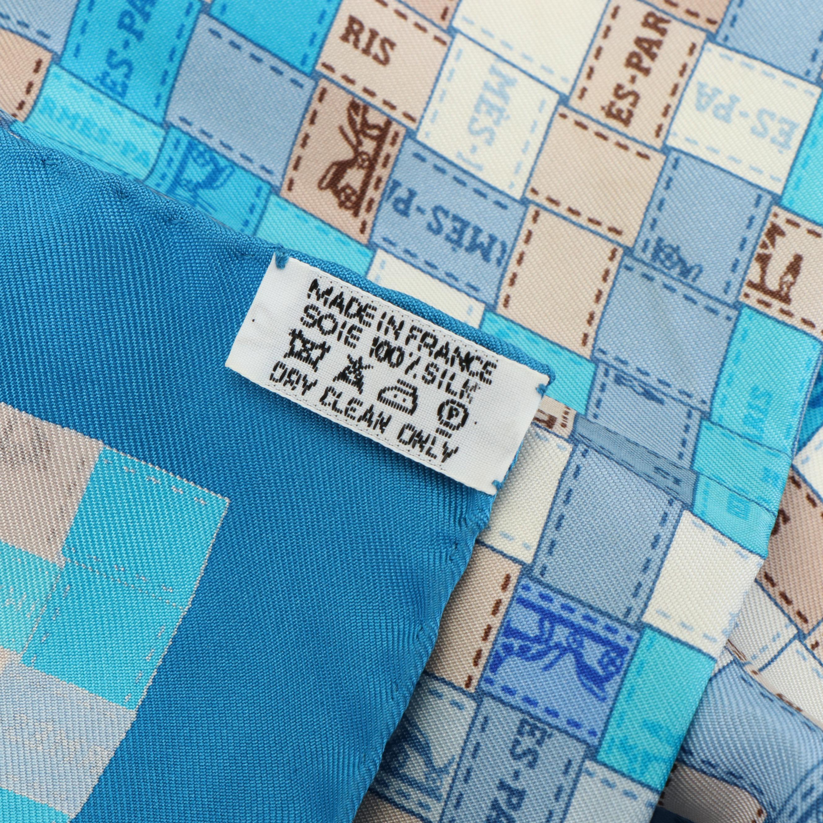 Hermès Blue Bolduc au Carre Silk Scarf