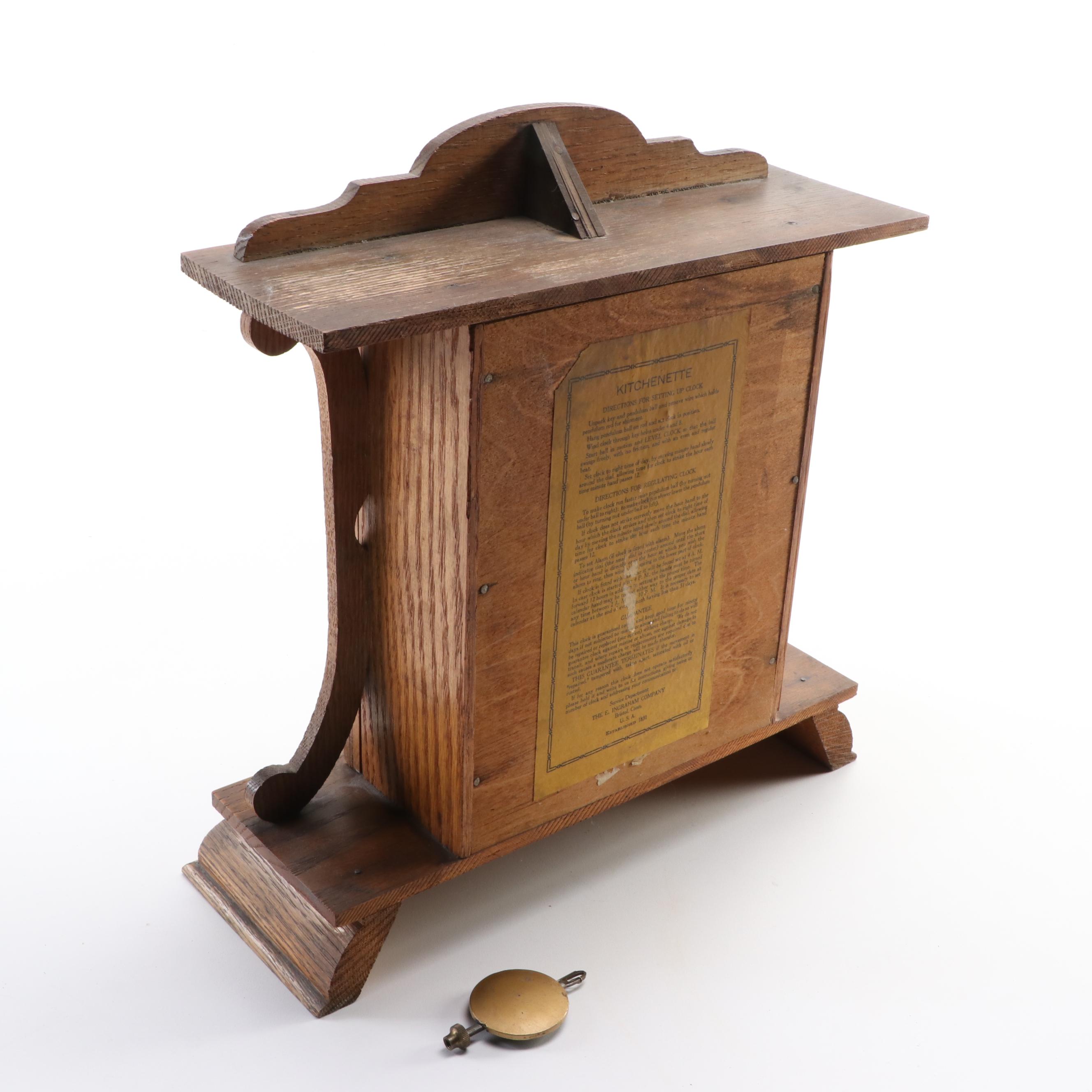Ingraham Oak Eight Day Mantel Clock, Late 19th Century