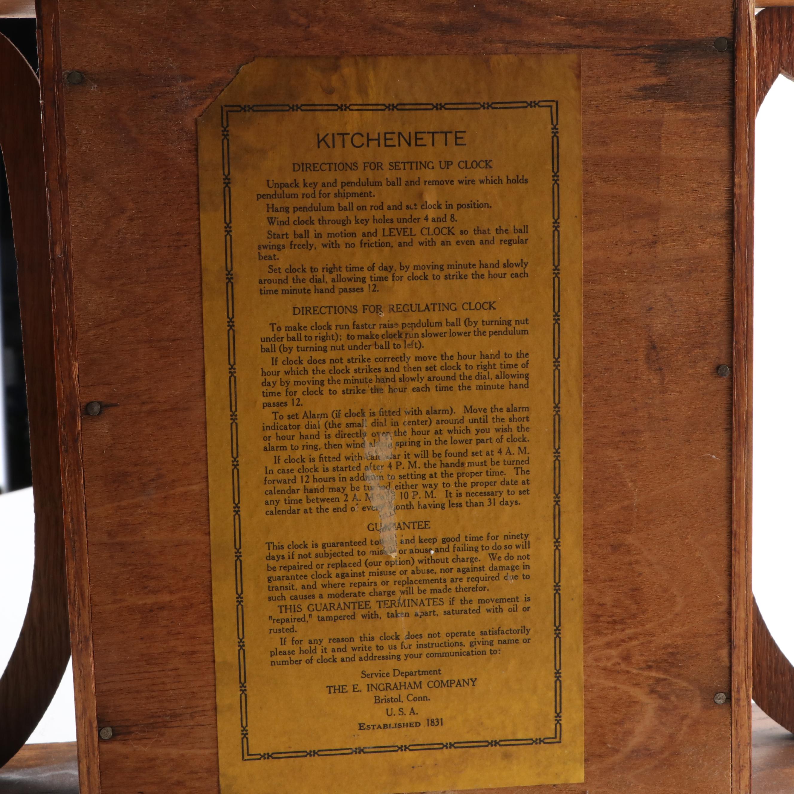 Ingraham Oak Eight Day Mantel Clock, Late 19th Century