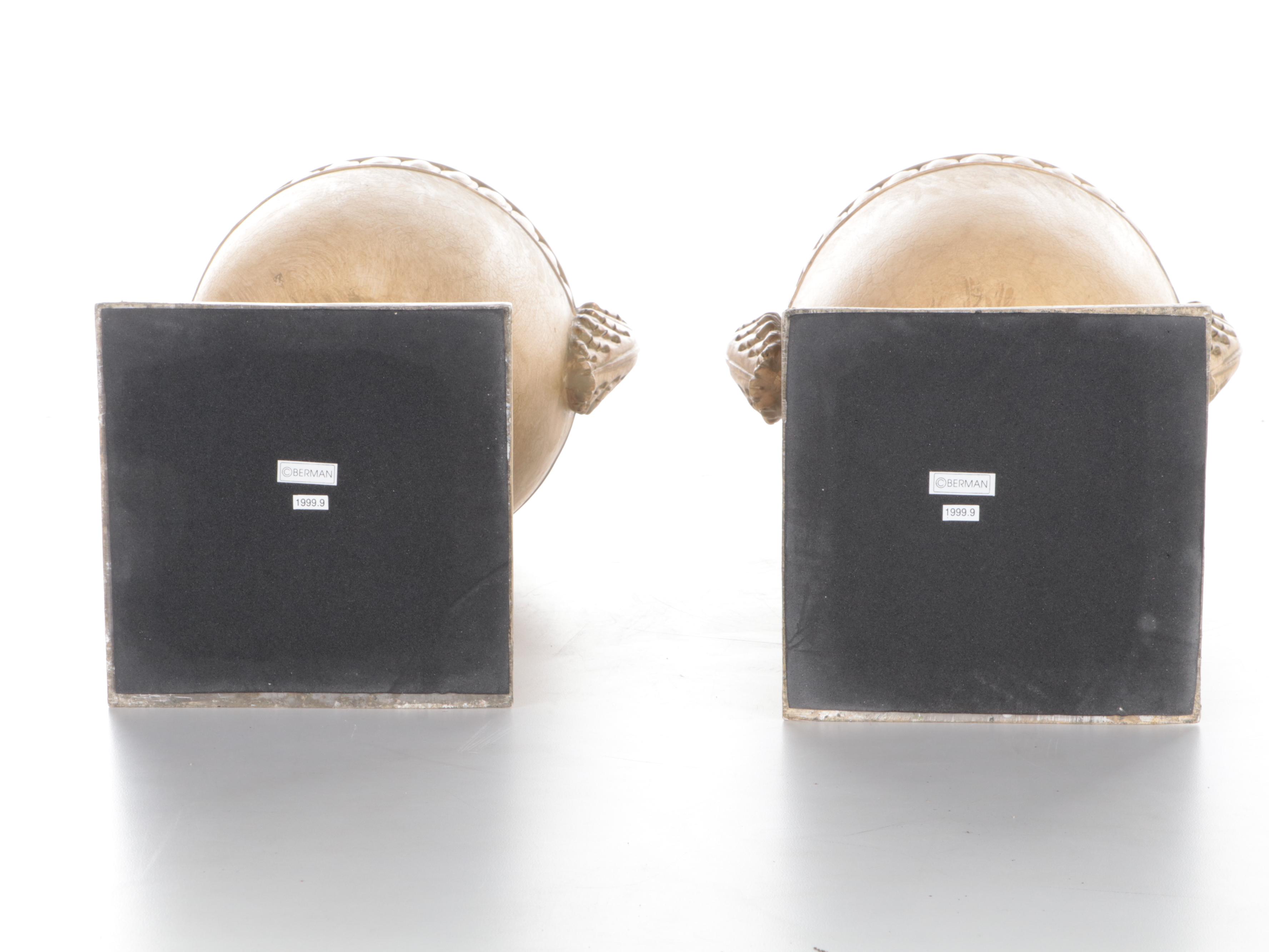 Berman Neoclassical Style Resin Amphora Base Table Lamps, Late 20th C