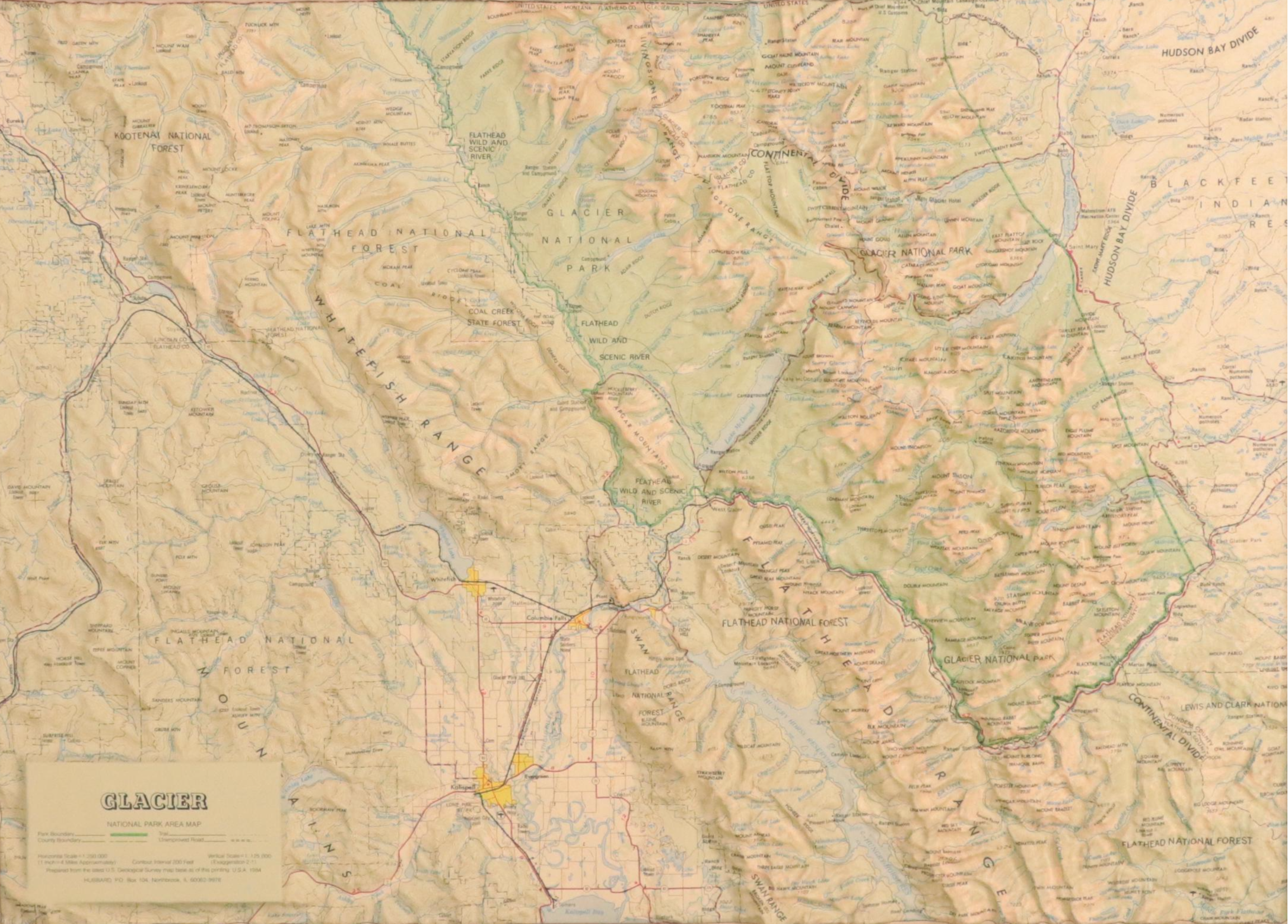 Molded Three-Dimensional Map of Glacier National Park, 1980s