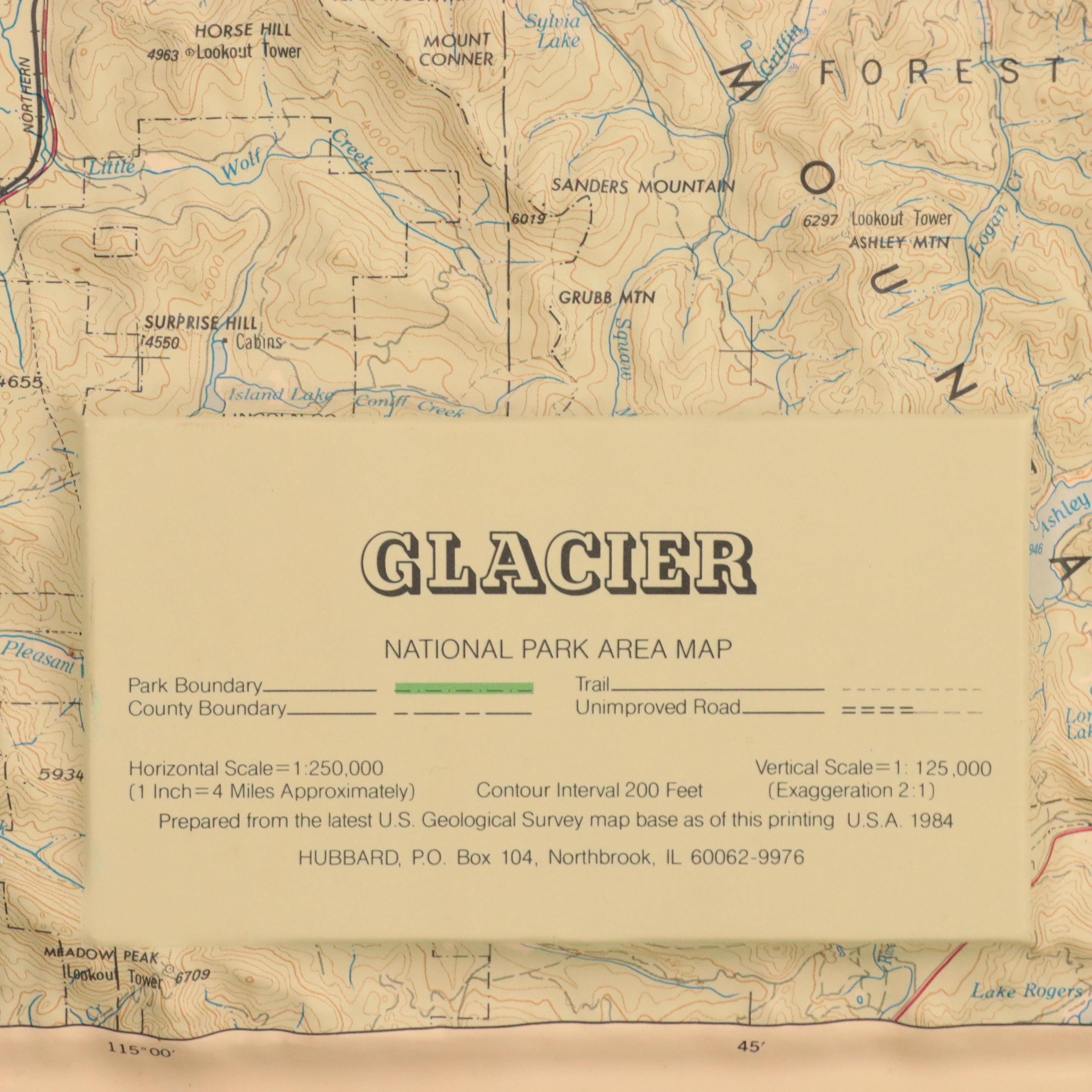 Molded Three-Dimensional Map of Glacier National Park, 1980s