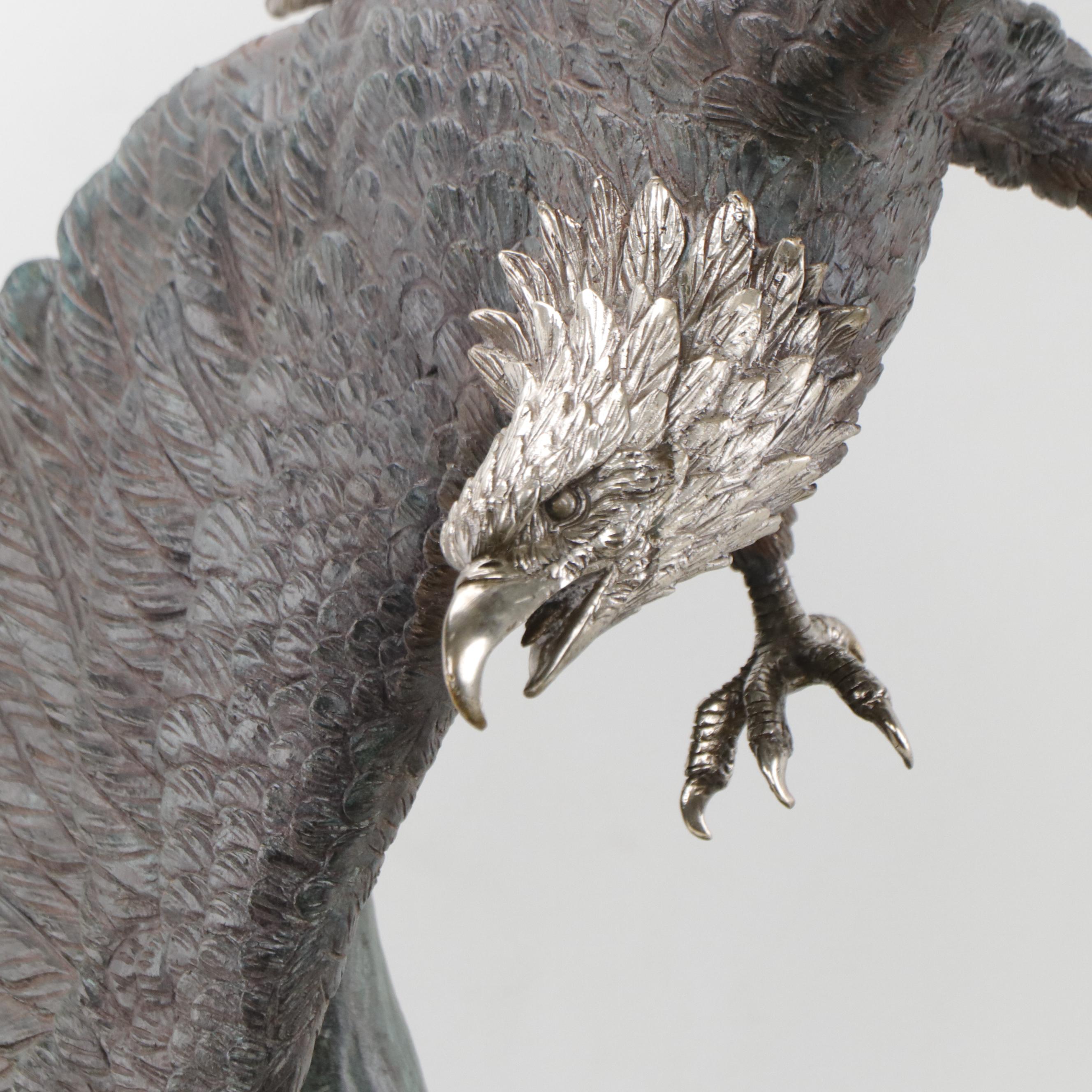 Bronze Sculpture of Bald Eagle in Flight