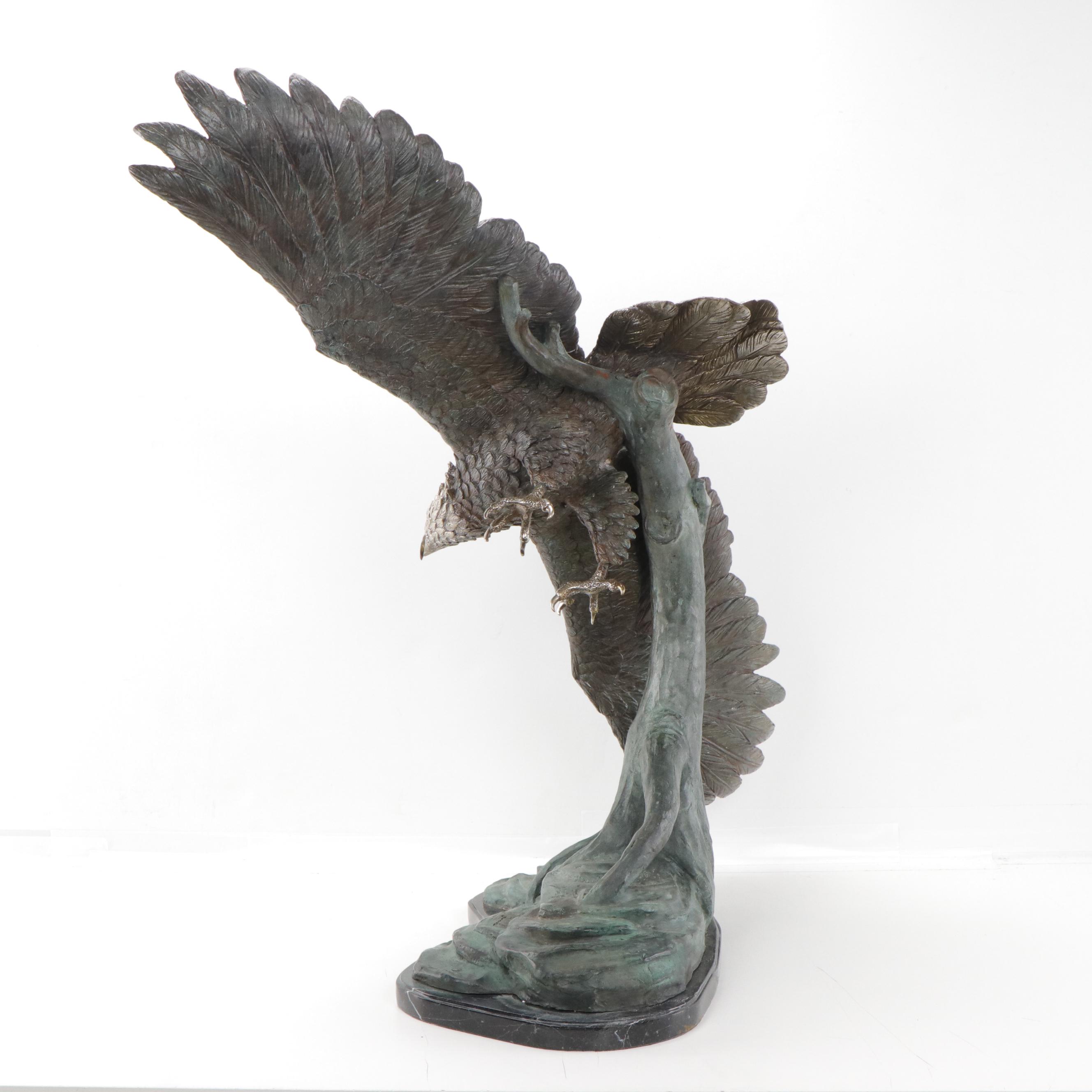 Bronze Sculpture of Bald Eagle in Flight