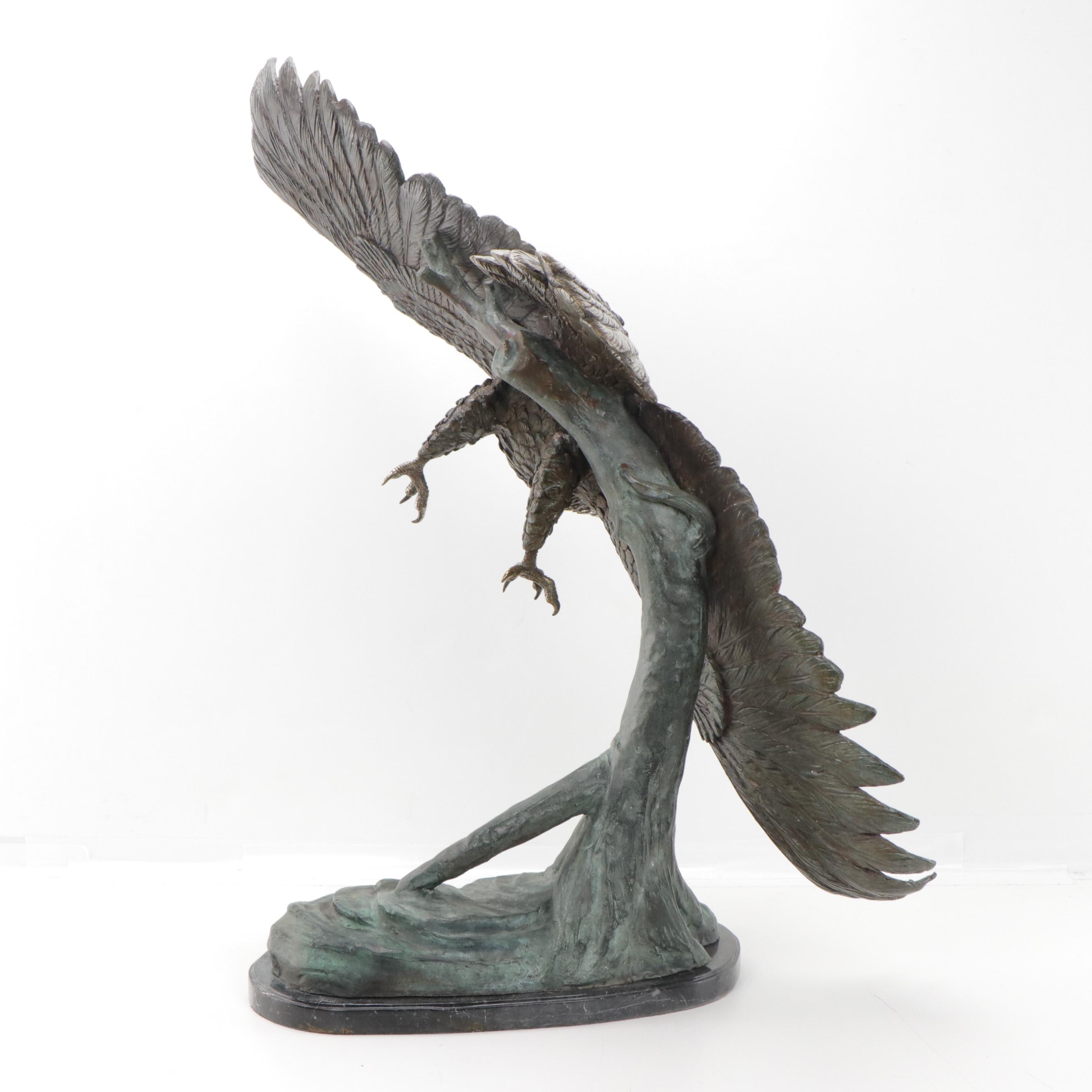 Bronze Sculpture of Bald Eagle in Flight