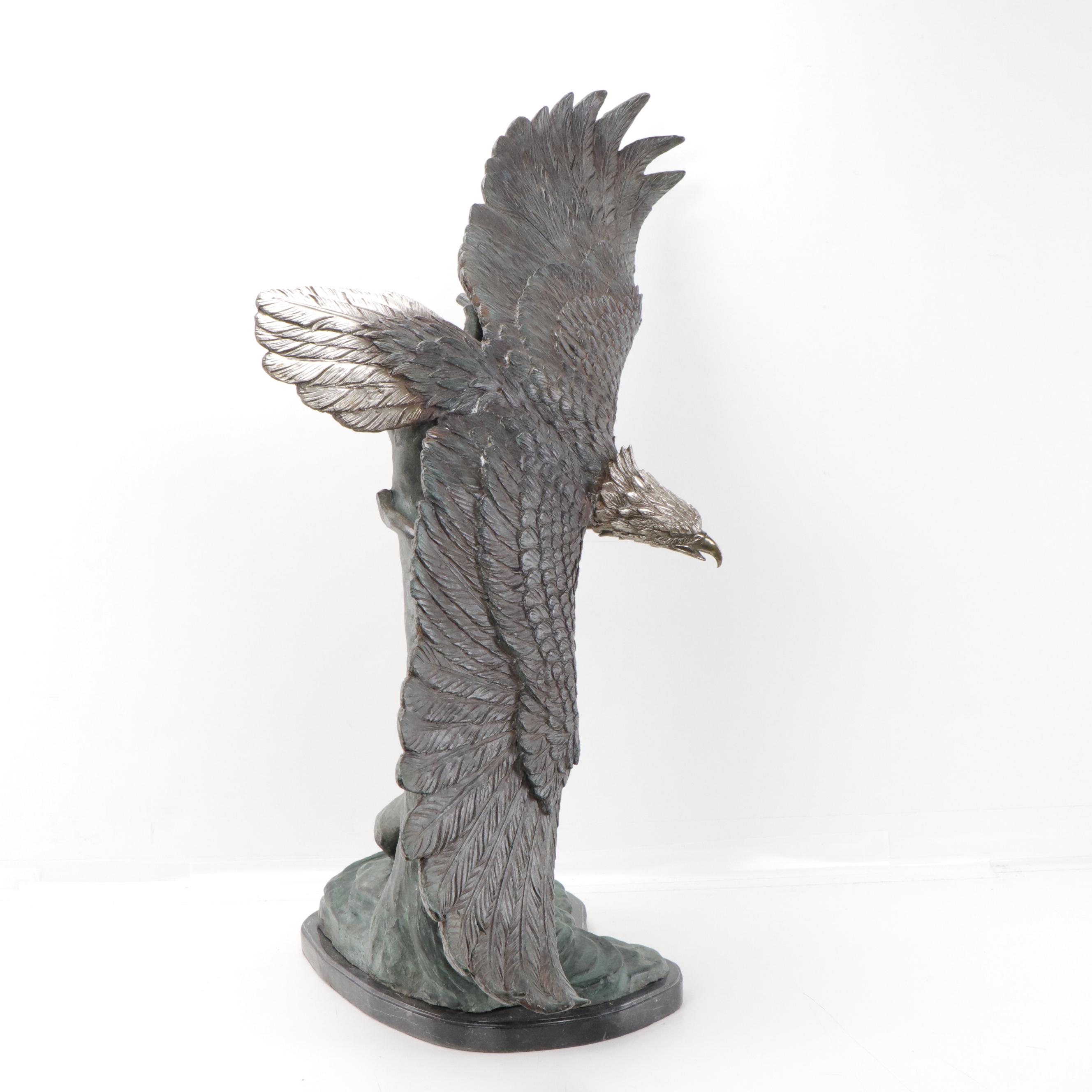 Bronze Sculpture of Bald Eagle in Flight