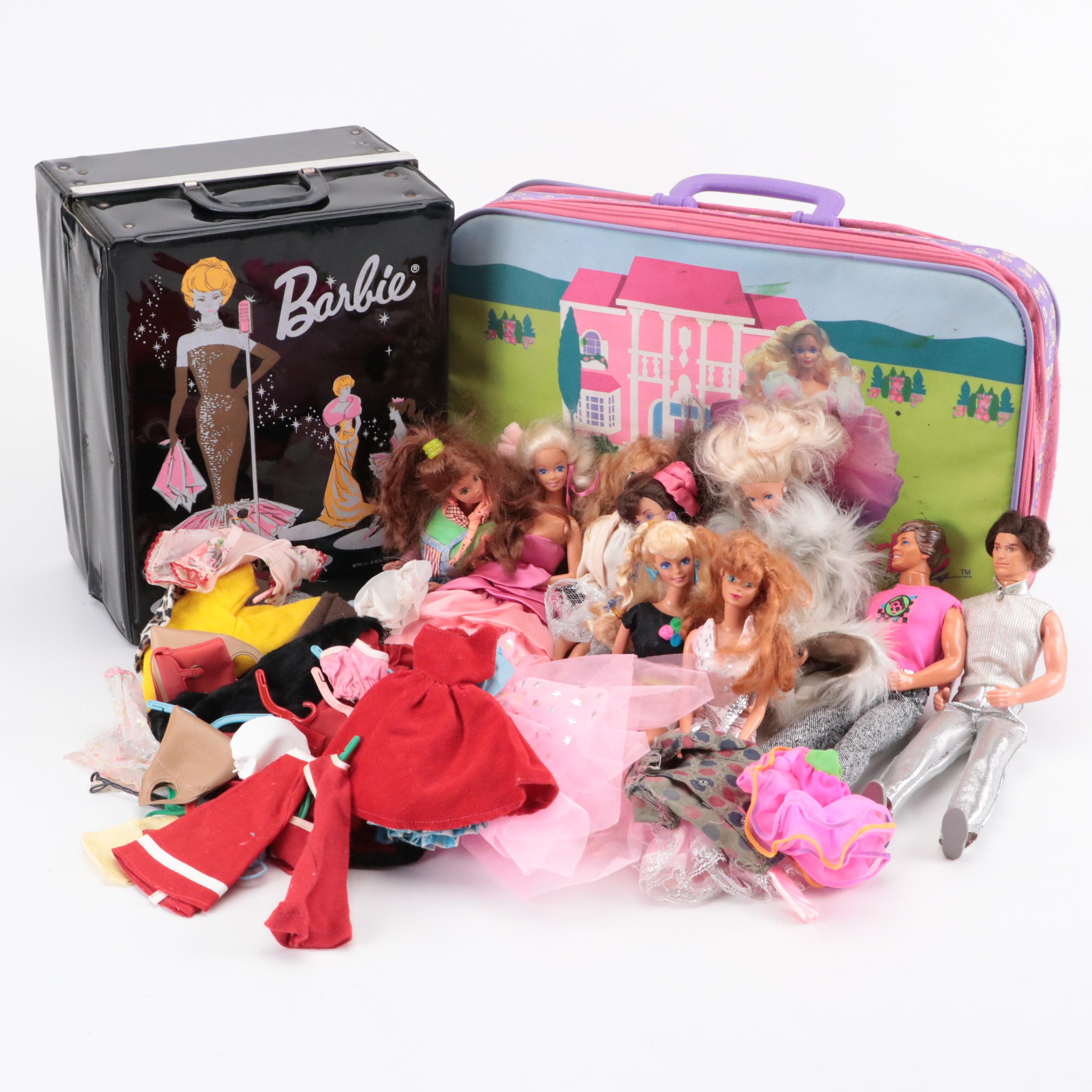 Mattel "Dance Club" and Other 1980s Barbie and Ken Dolls with Accessories